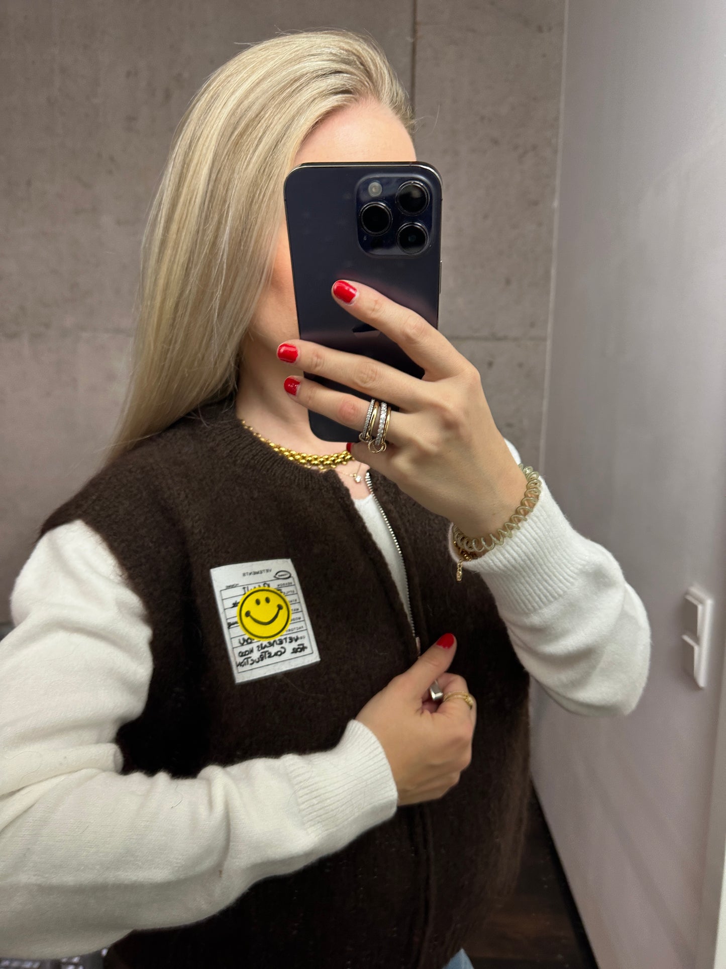 Weste mit Reißverschluss Smiley Braun
