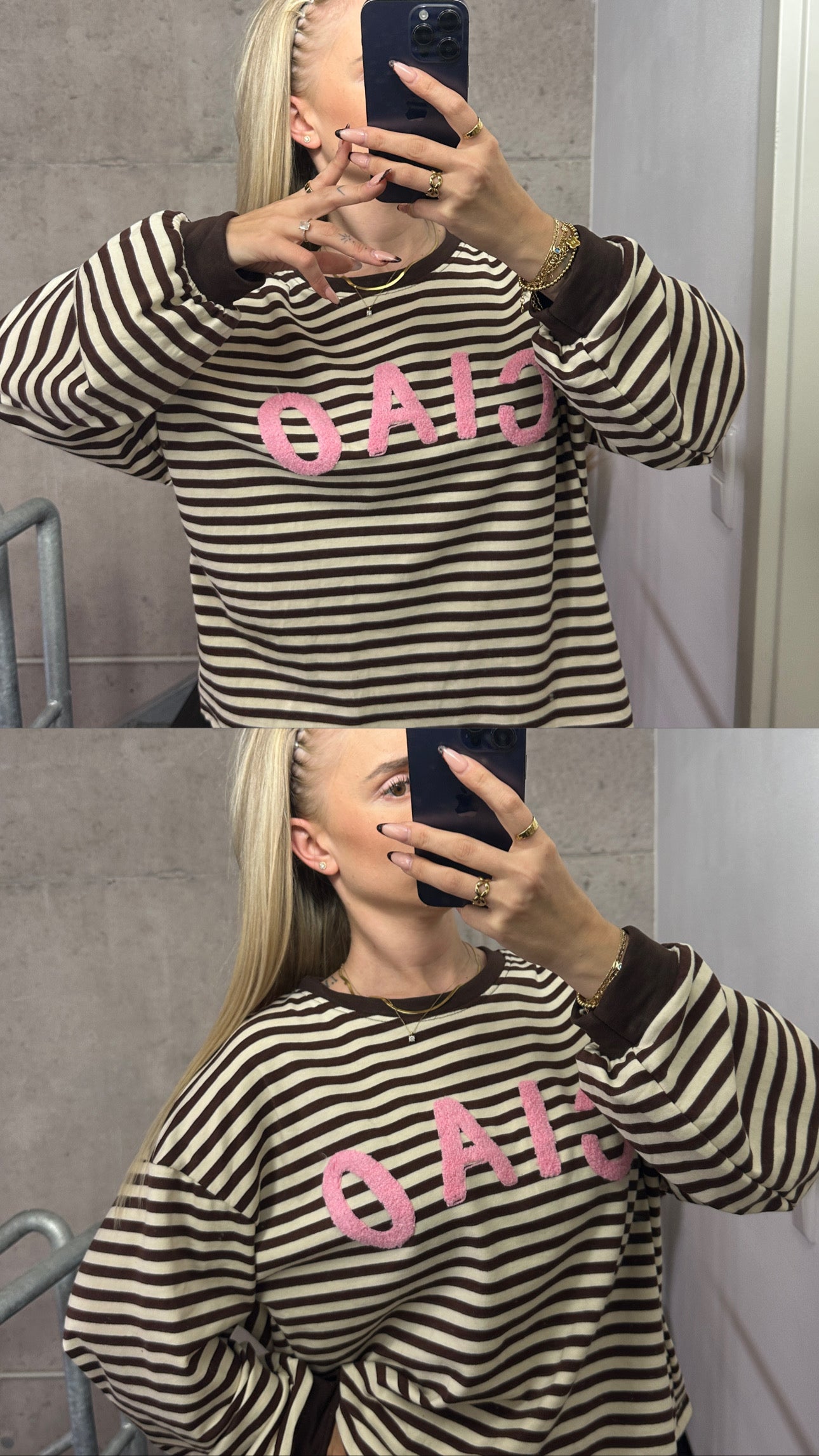 Langarm Ciao Hellbraun Rosa