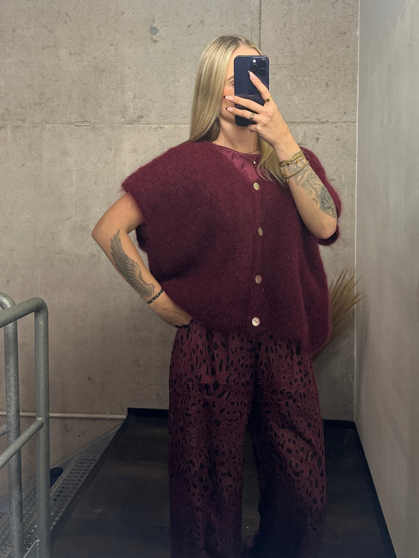 Weste aus 80% KidMohair Bordeauxrot