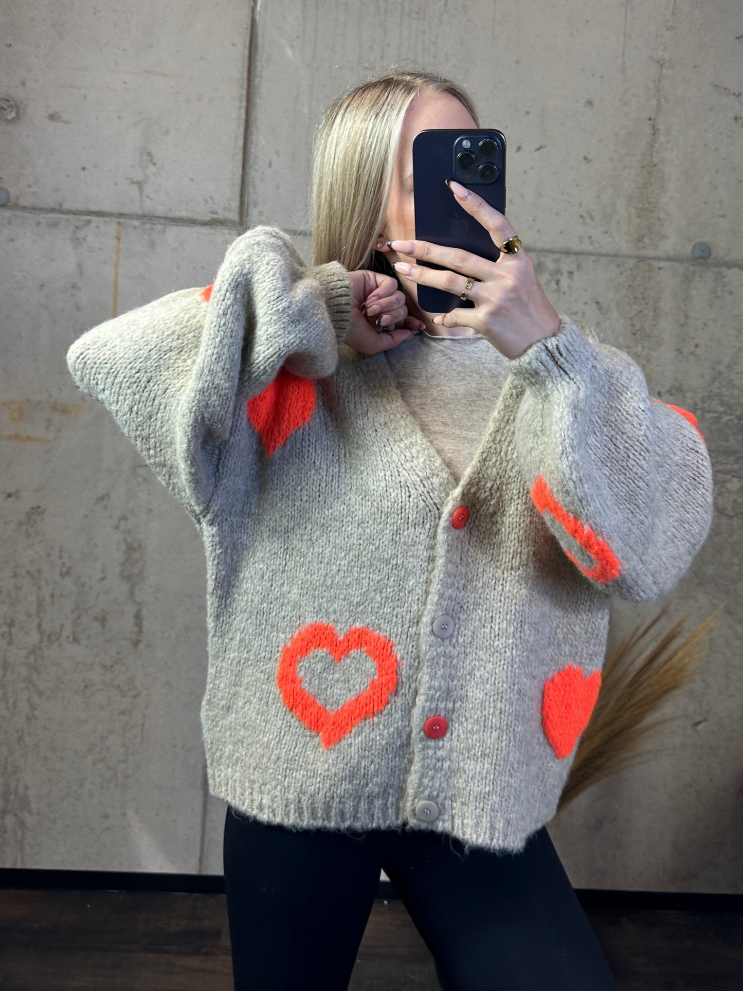 Cardigan „Herzi“ Creme/Orange