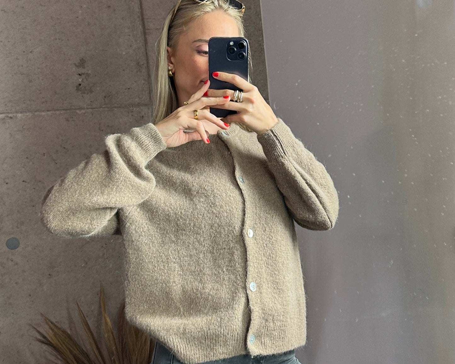 Alpaka Cardigan Hellesbraun