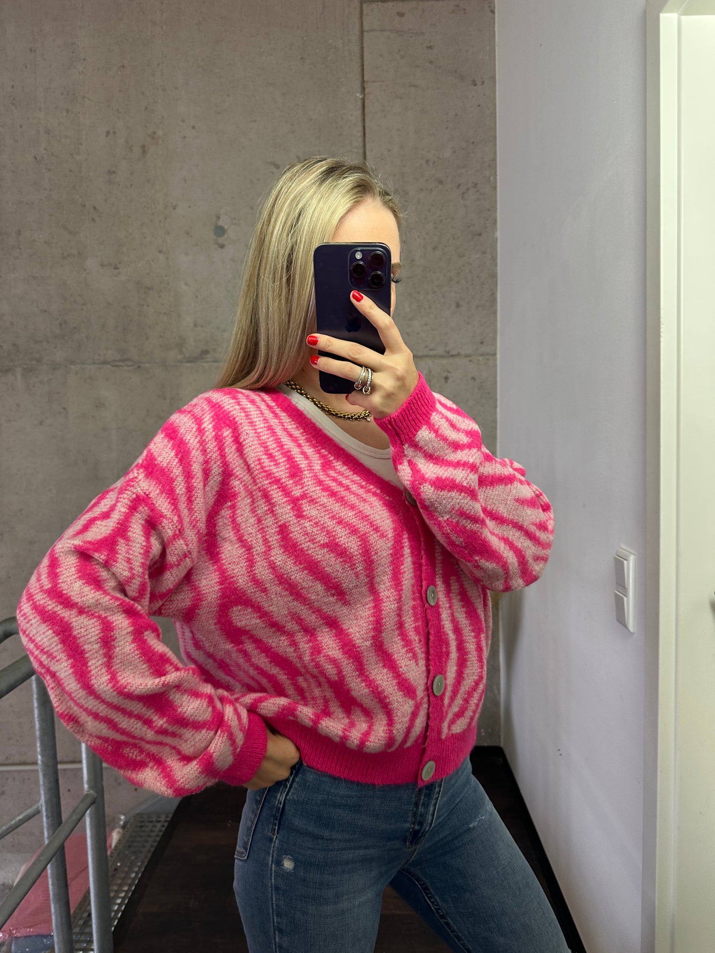 Zebra Cardigan Pink Rosa