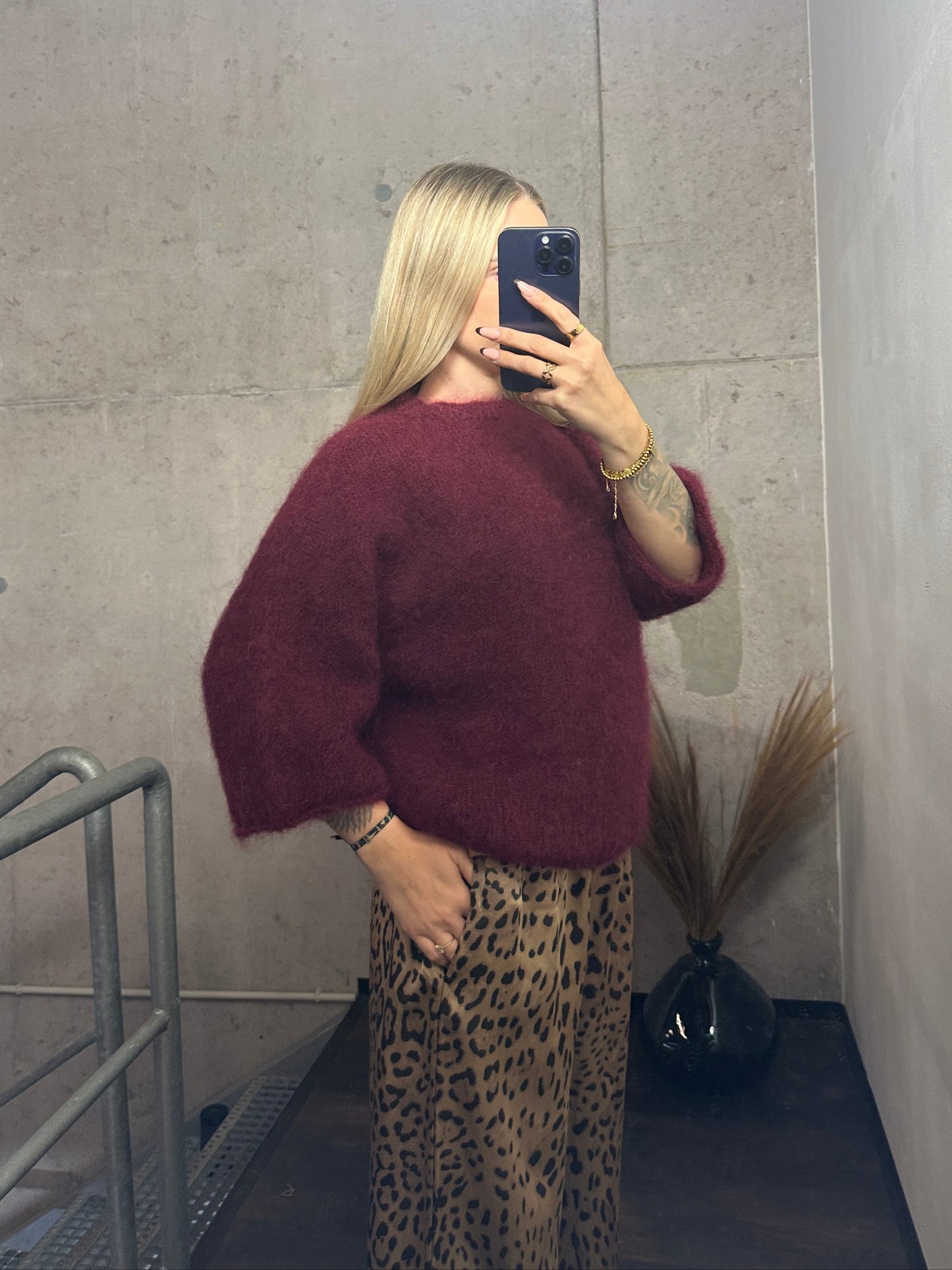 Mohair Pullover Bordeauxrot
