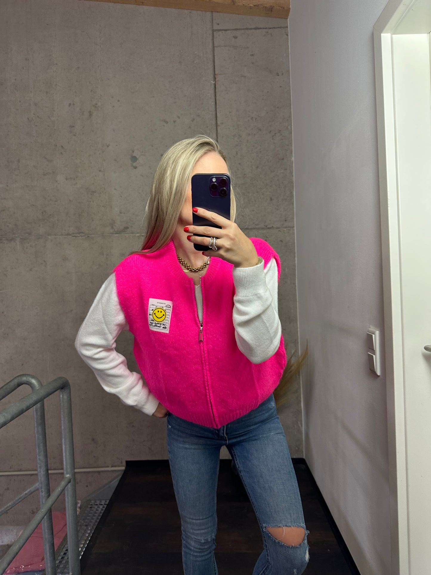 Weste mit Reißverschluss Smiley Pink