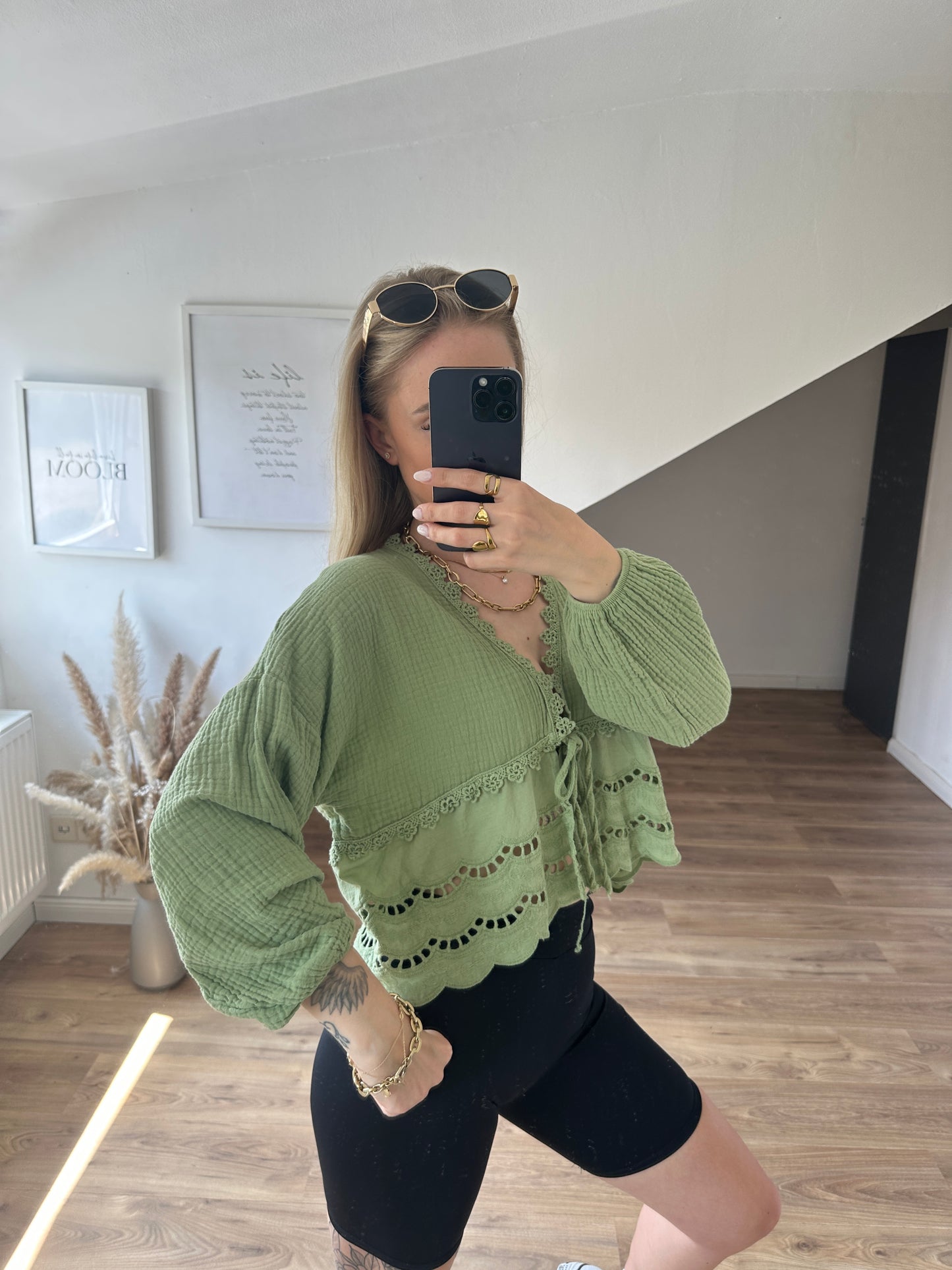 Musselin Bluse Boho Gelb