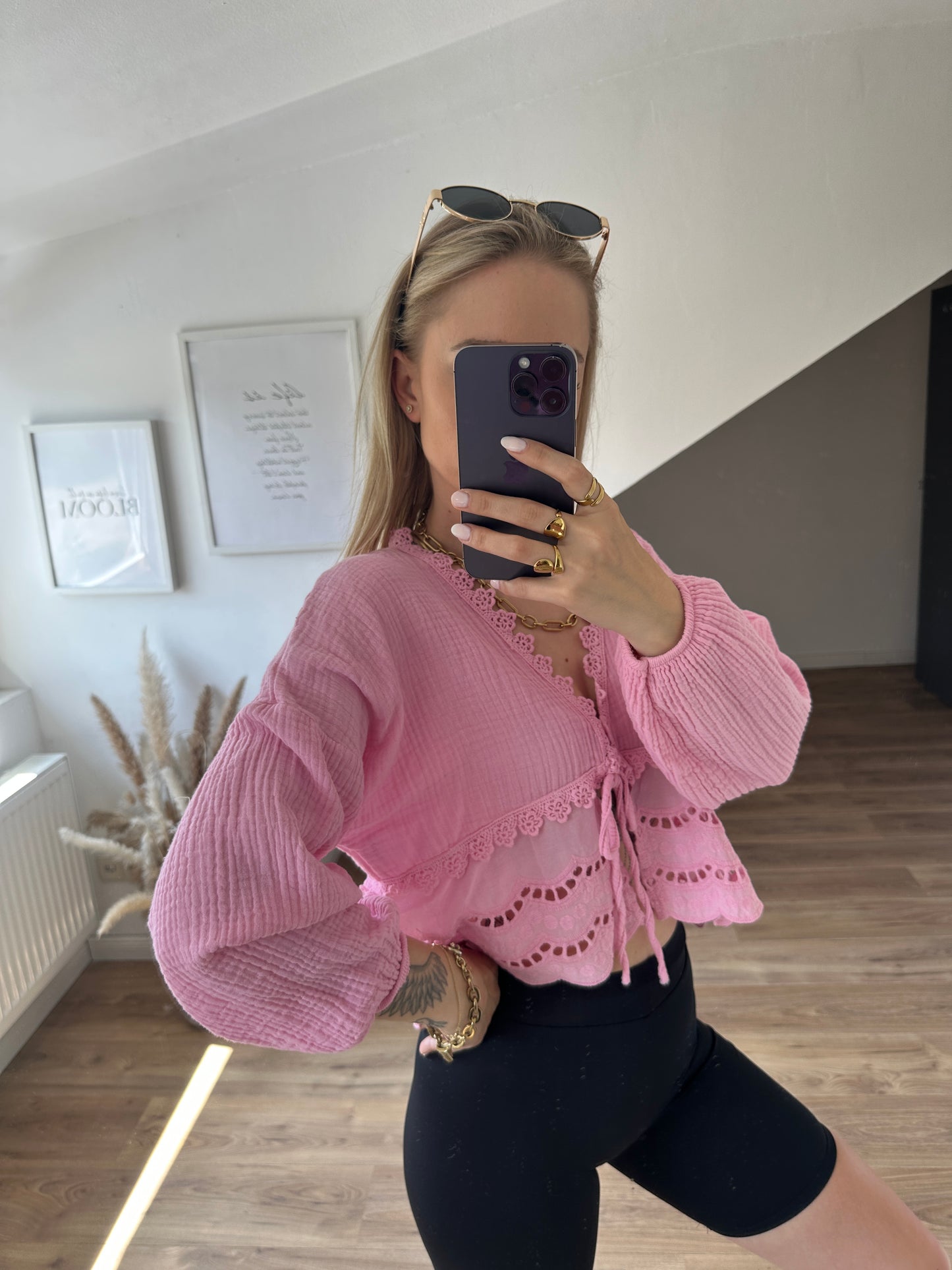 Musselin Bluse Boho Gelb