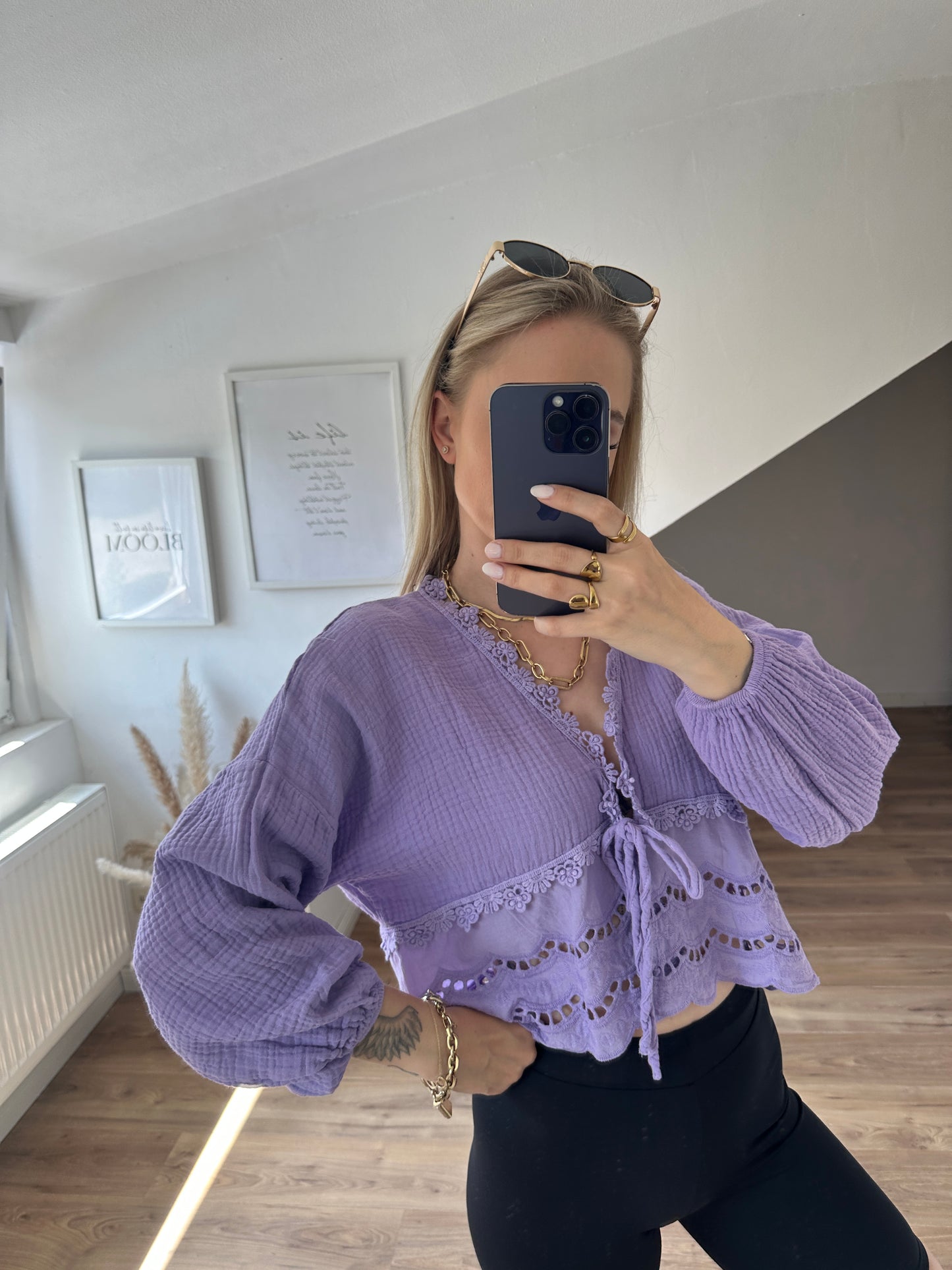 Musselin Bluse Boho Gelb