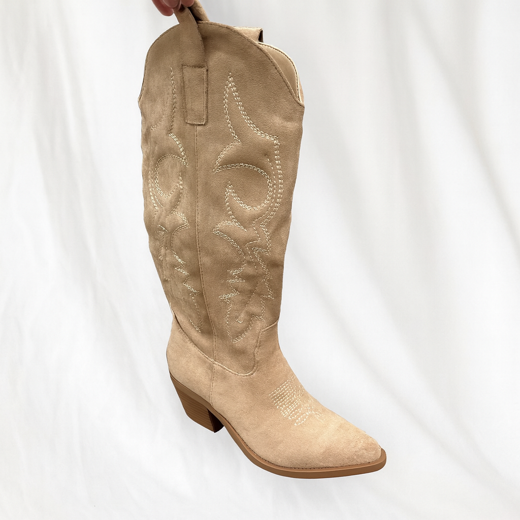 Cowboy Stiefel Beige Lang