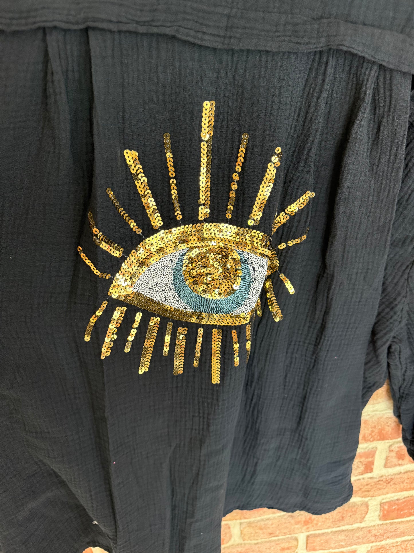 Musselin Bluse ”Ida“ mit dem Auge Schwarz