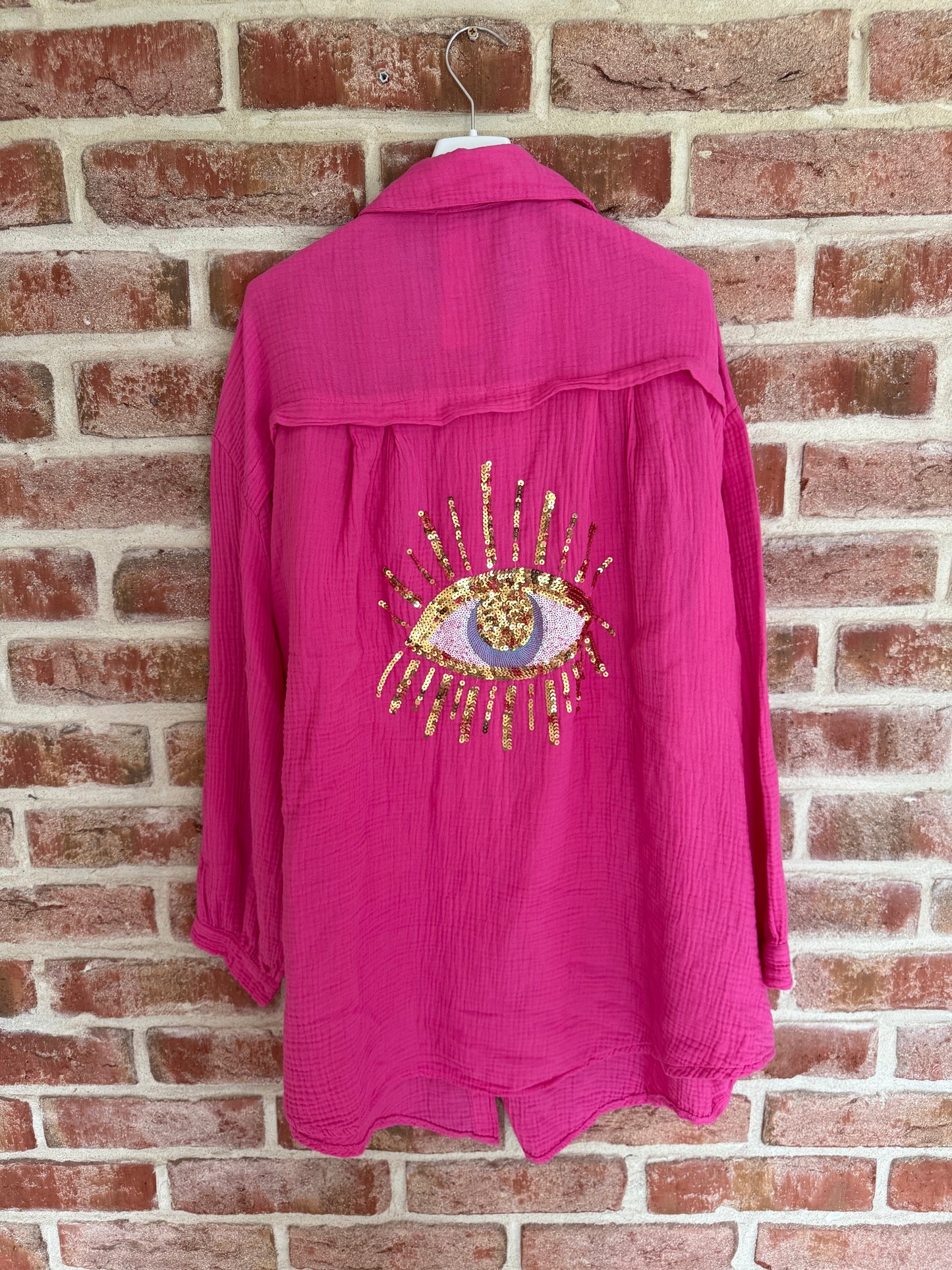 Musselin Bluse ”Ida“ mit dem Auge Pink