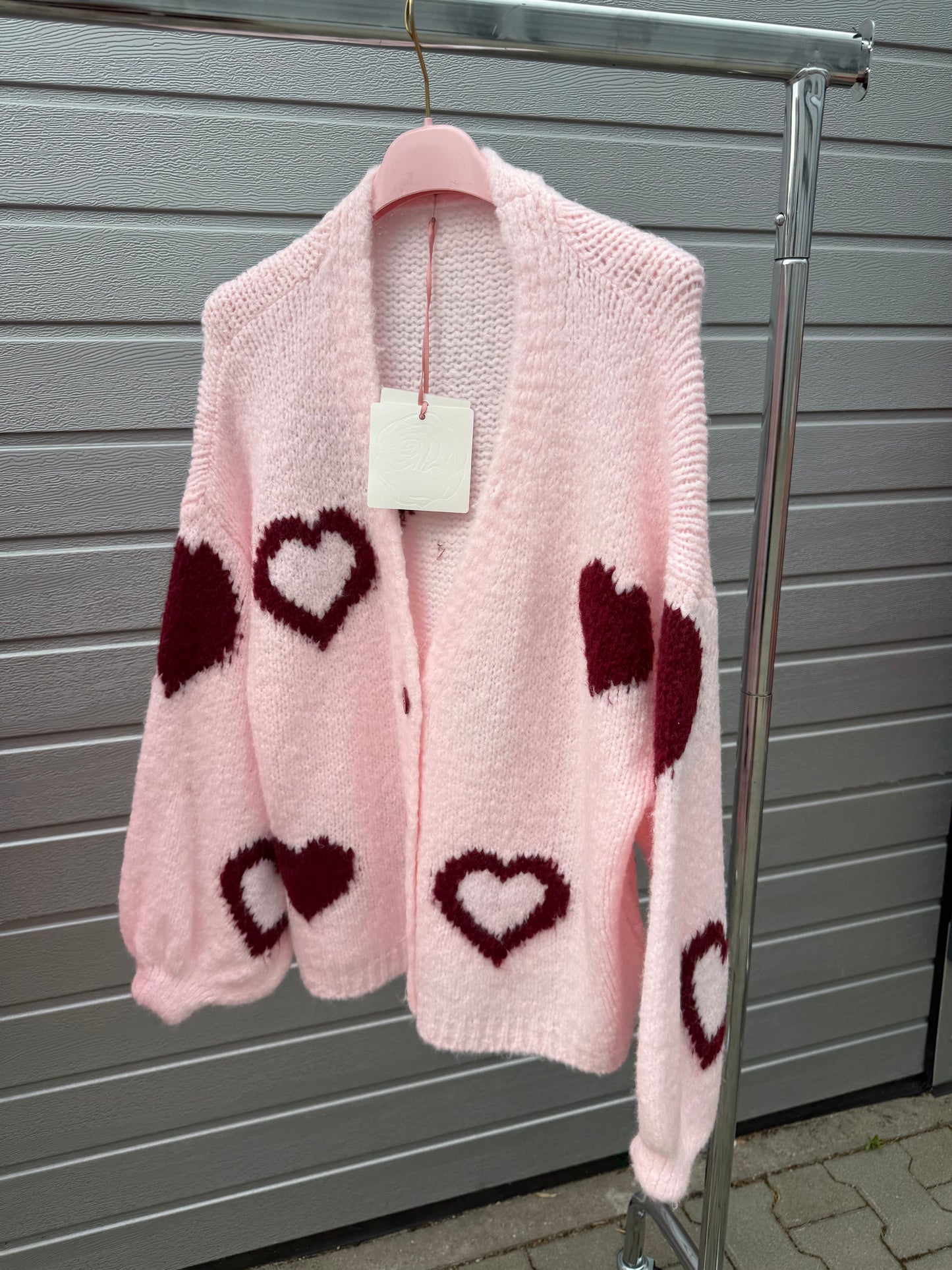 Cardigan „Herzi“ Rosa/Bordeaux