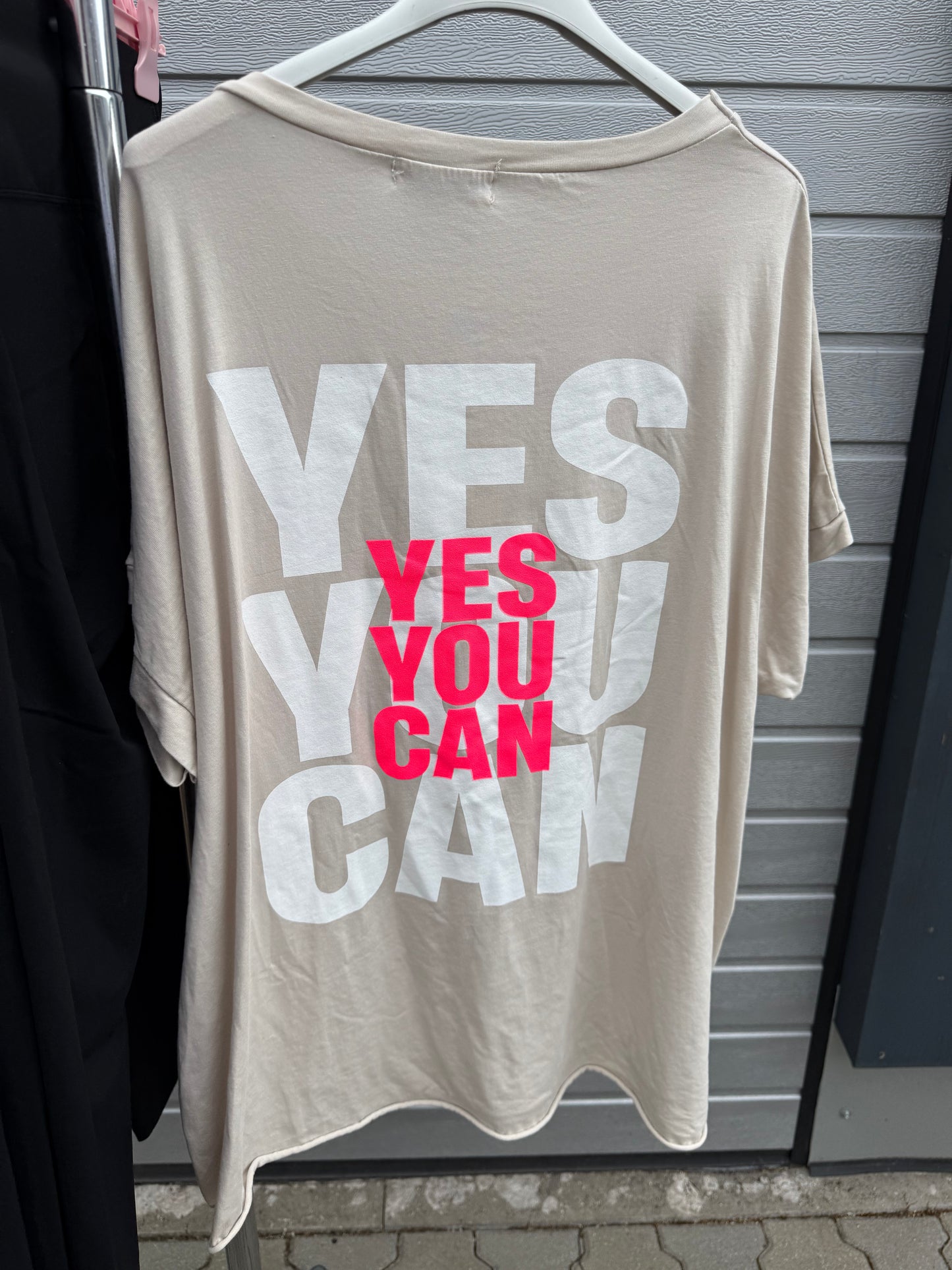 LÄSSIGES SHIRT YES YOU CAN Beige