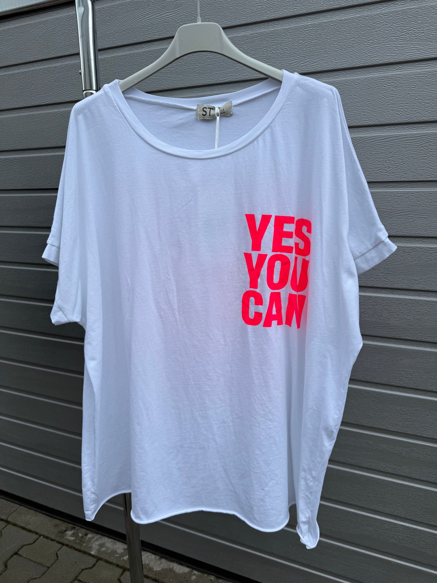 LÄSSIGES SHIRT YES YOU CAN Weiss