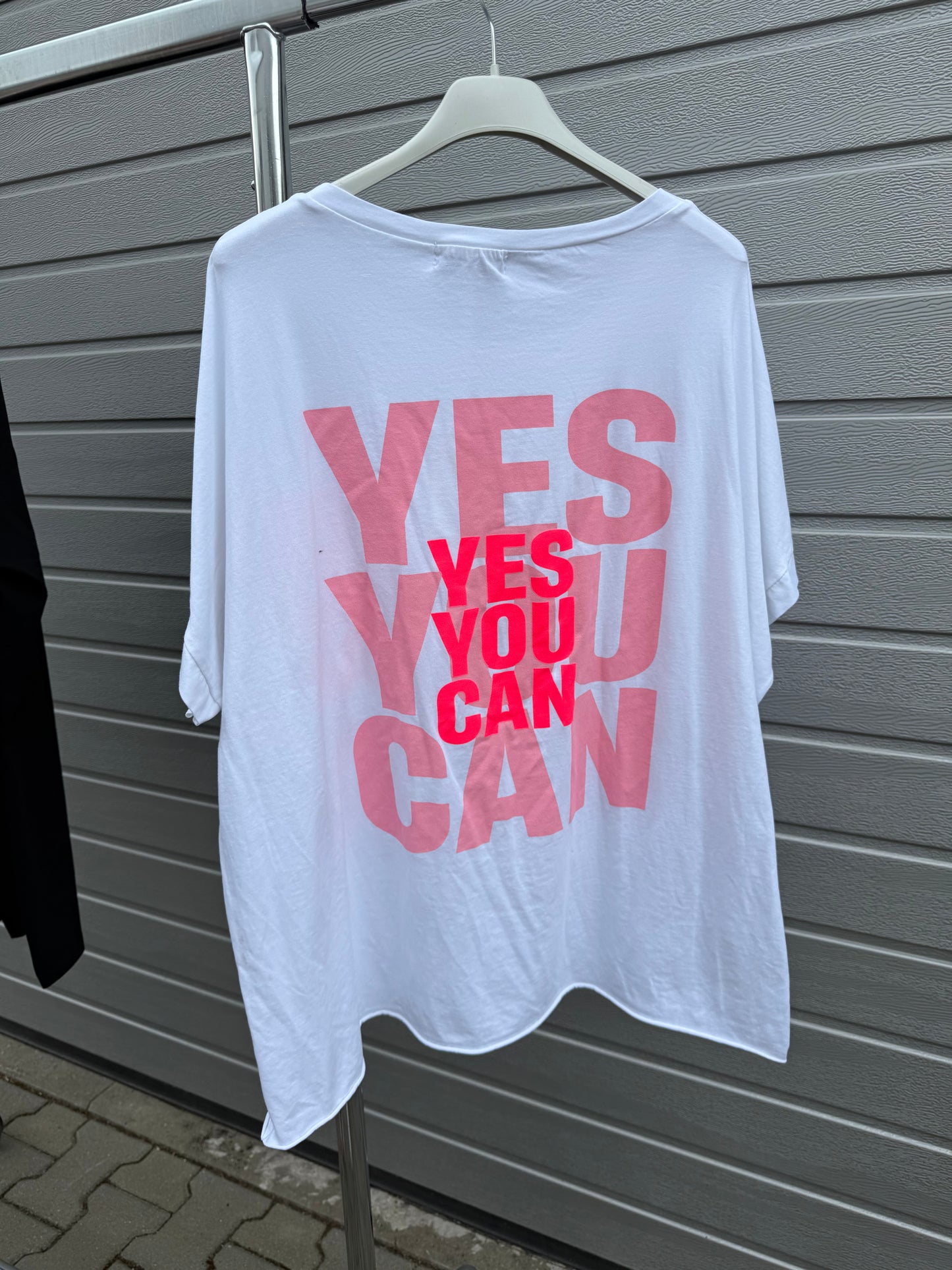 LÄSSIGES SHIRT YES YOU CAN Weiss