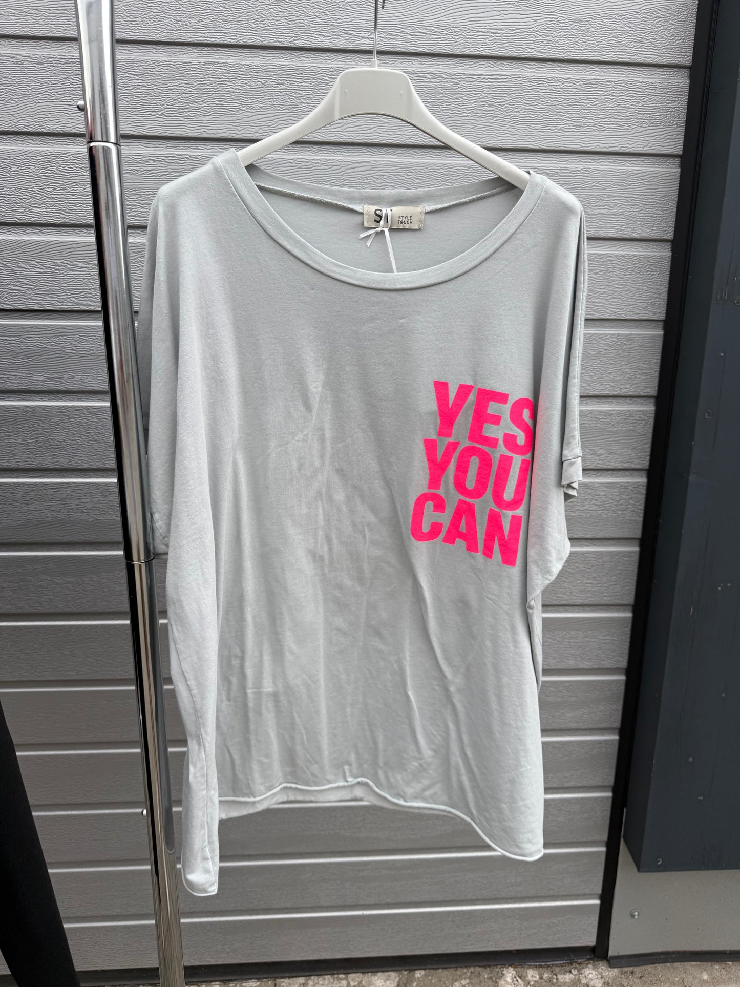 LÄSSIGES SHIRT YES YOU CAN Grau