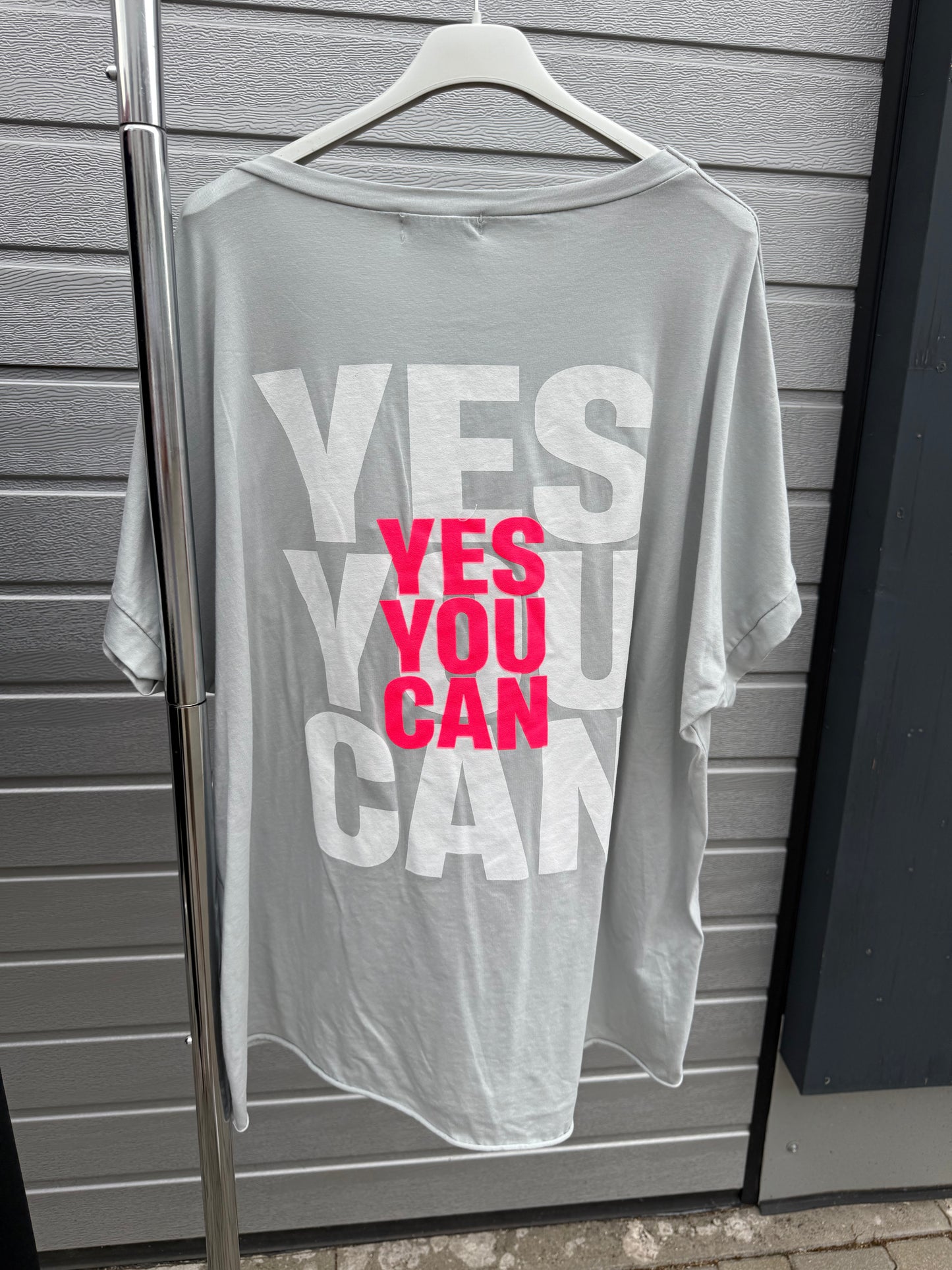 LÄSSIGES SHIRT YES YOU CAN Grau