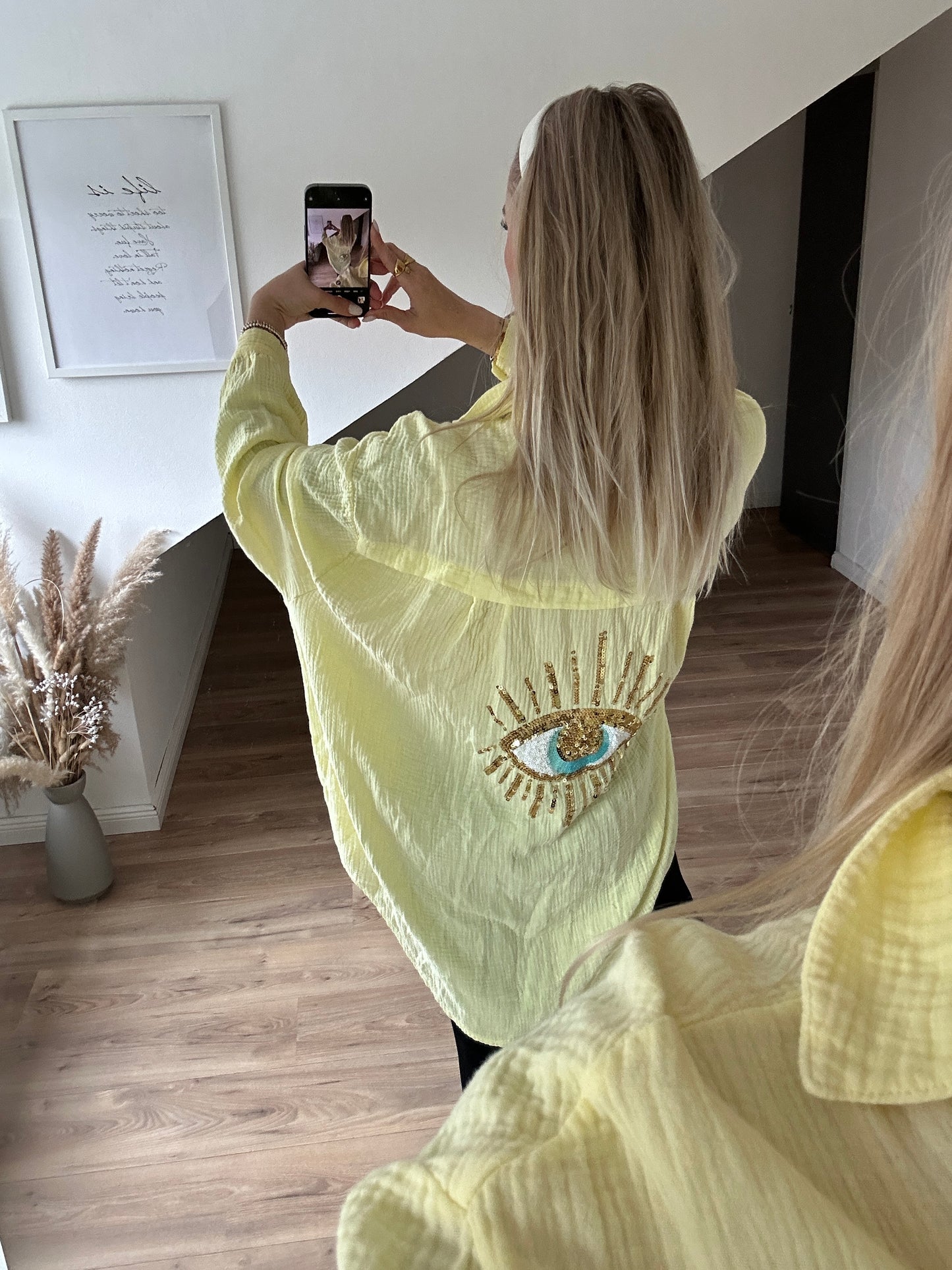 Musselin Bluse ”Ida“ mit dem Auge Weiß