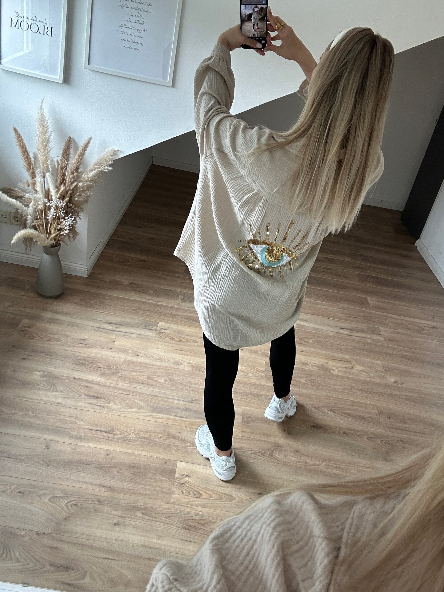 Musselin Bluse ”Ida“ mit dem Auge Weiß