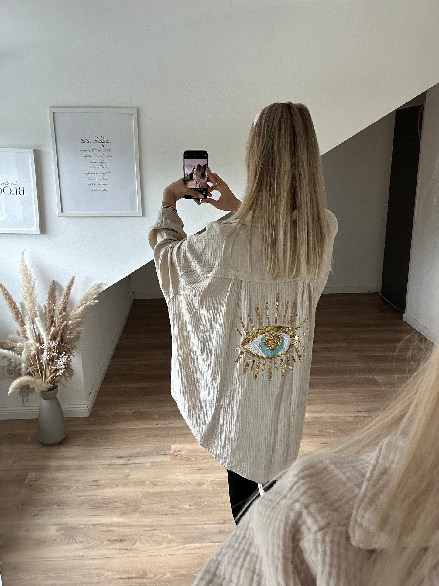 Musselin Bluse ”Ida“ mit dem Auge Weiß