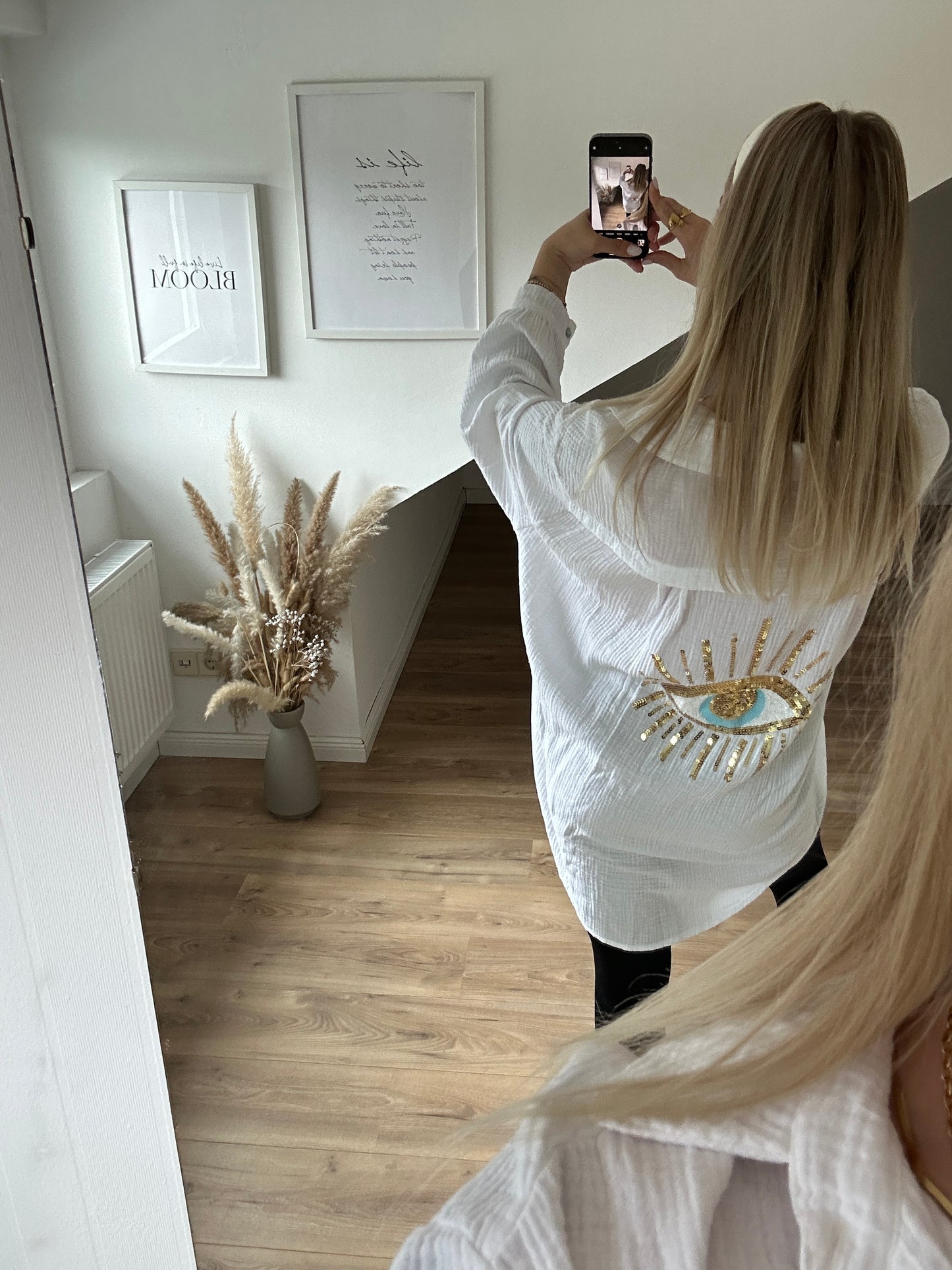 Musselin Bluse ”Ida“ mit dem Auge Weiß
