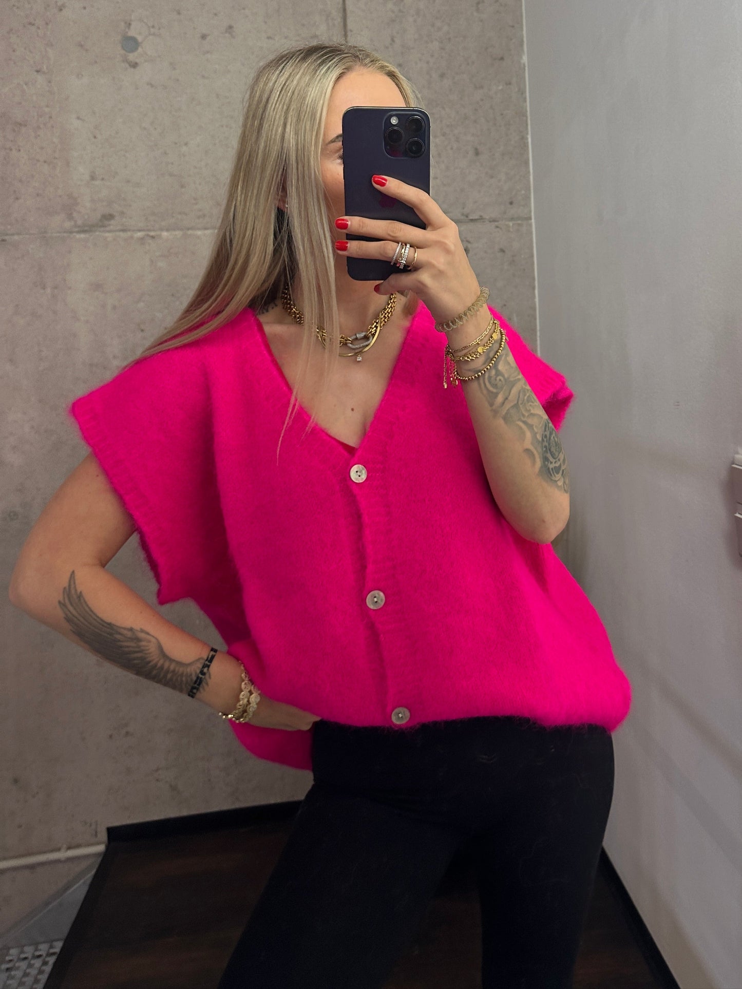 Alpaca Weste "Anni" Pink