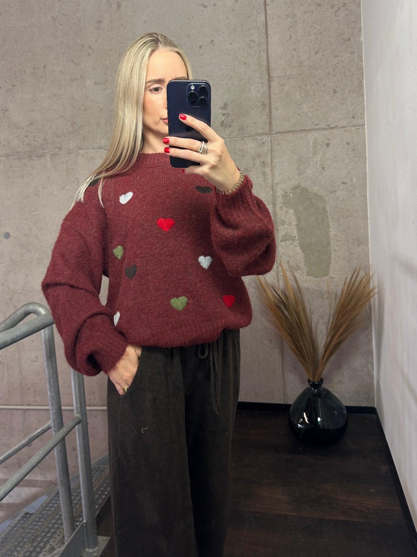 Pullover „Love“ Bordeaux