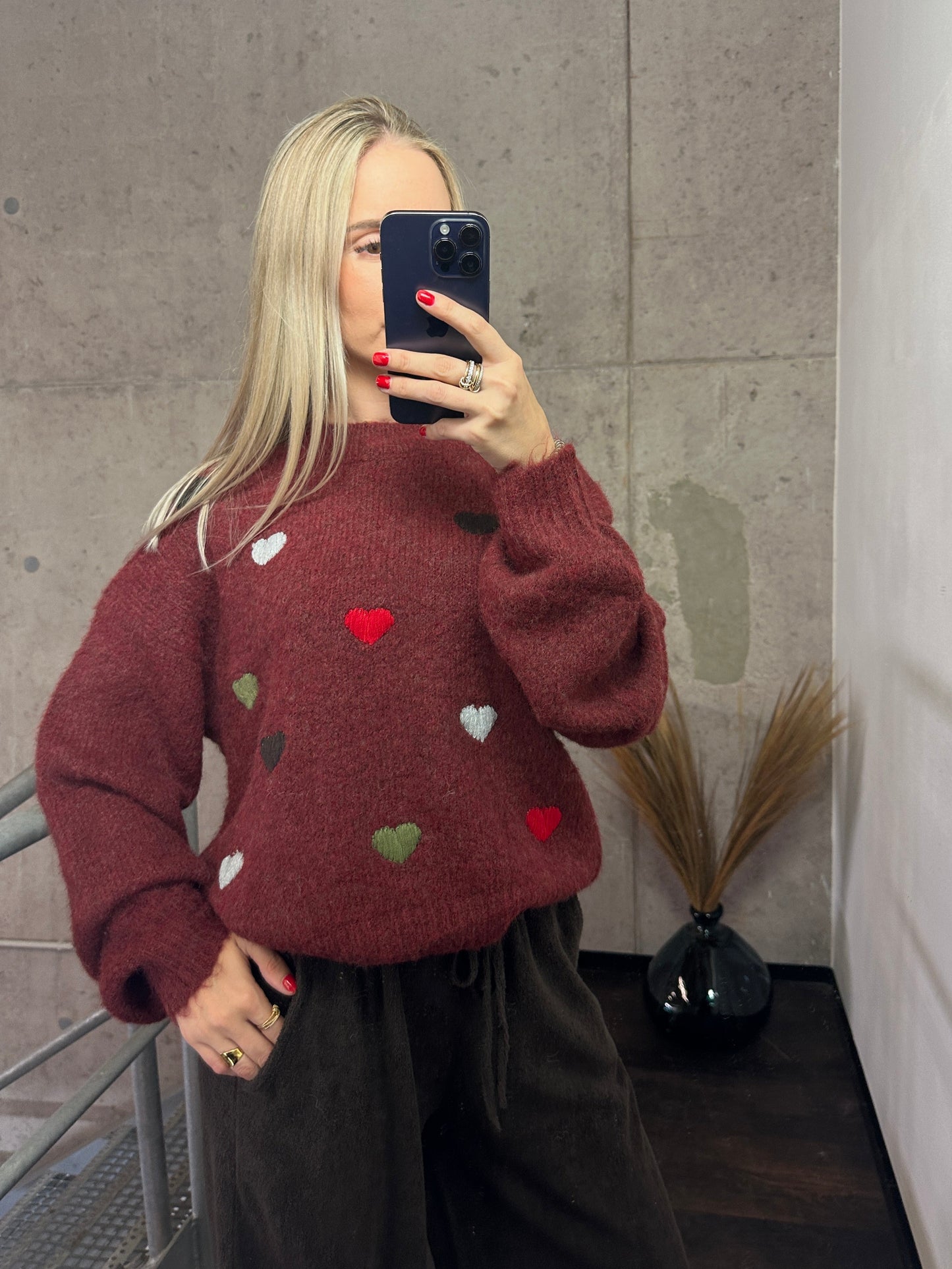 Pullover „Love“ Bordeaux