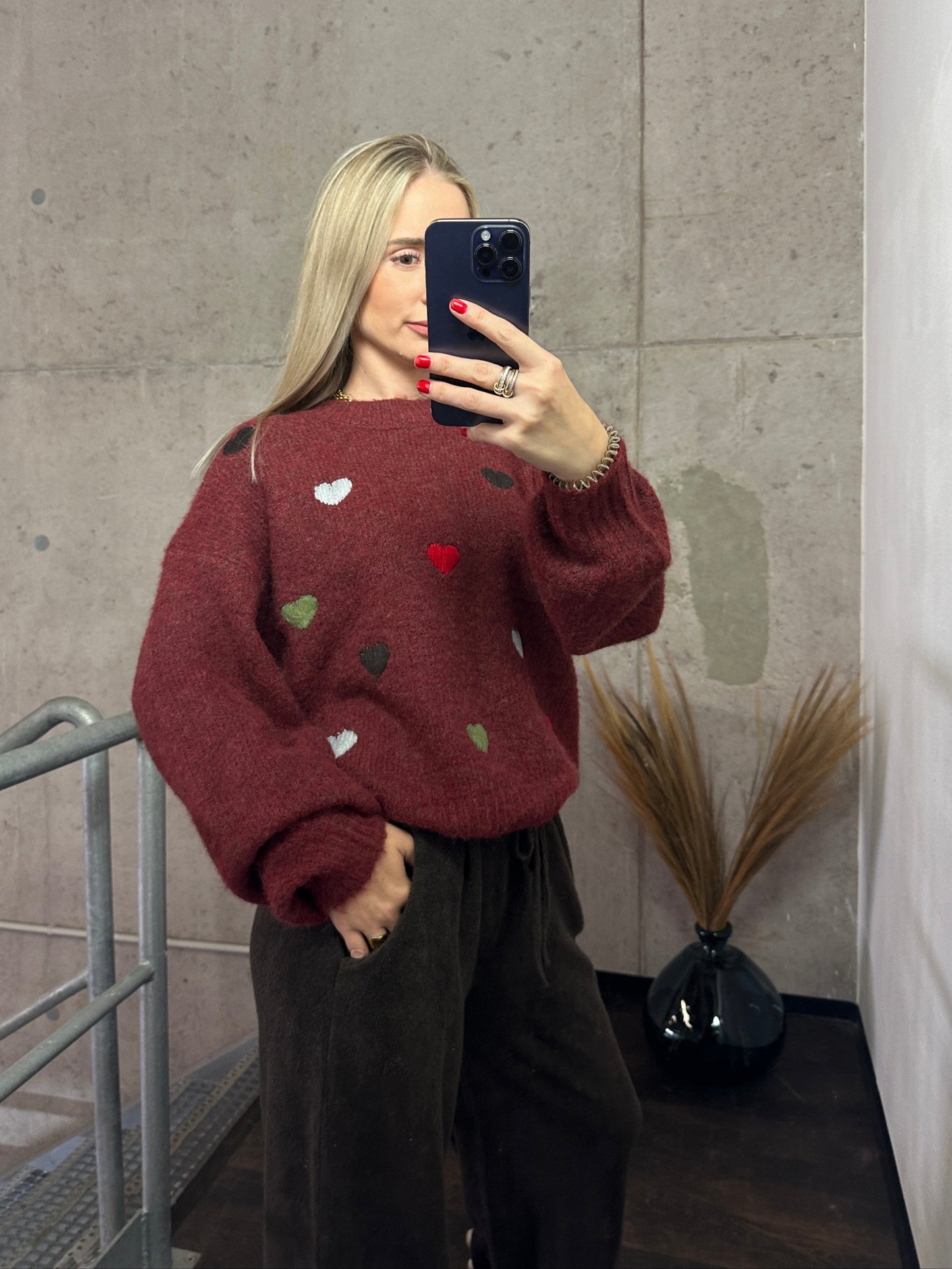 Pullover „Love“ Bordeaux