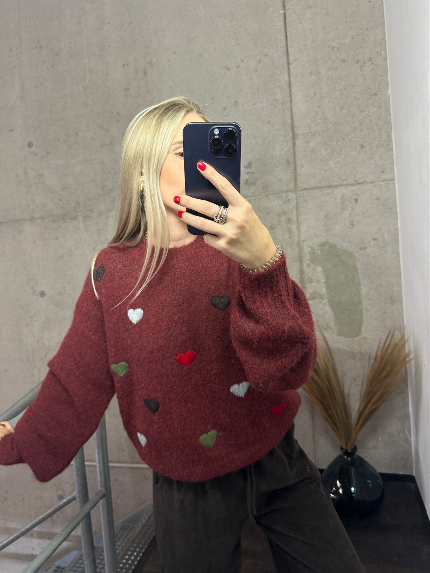 Pullover „Love“ Bordeaux
