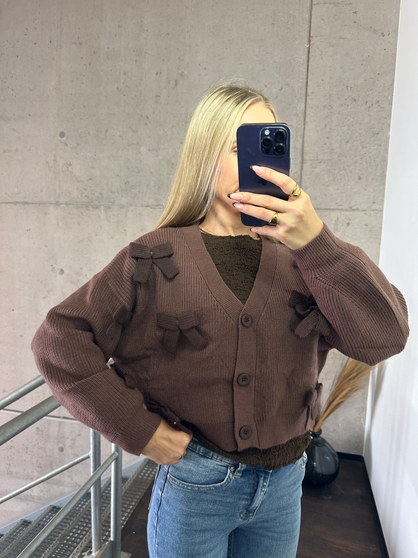 Cardigan mit Schleifi Toppings Braun
