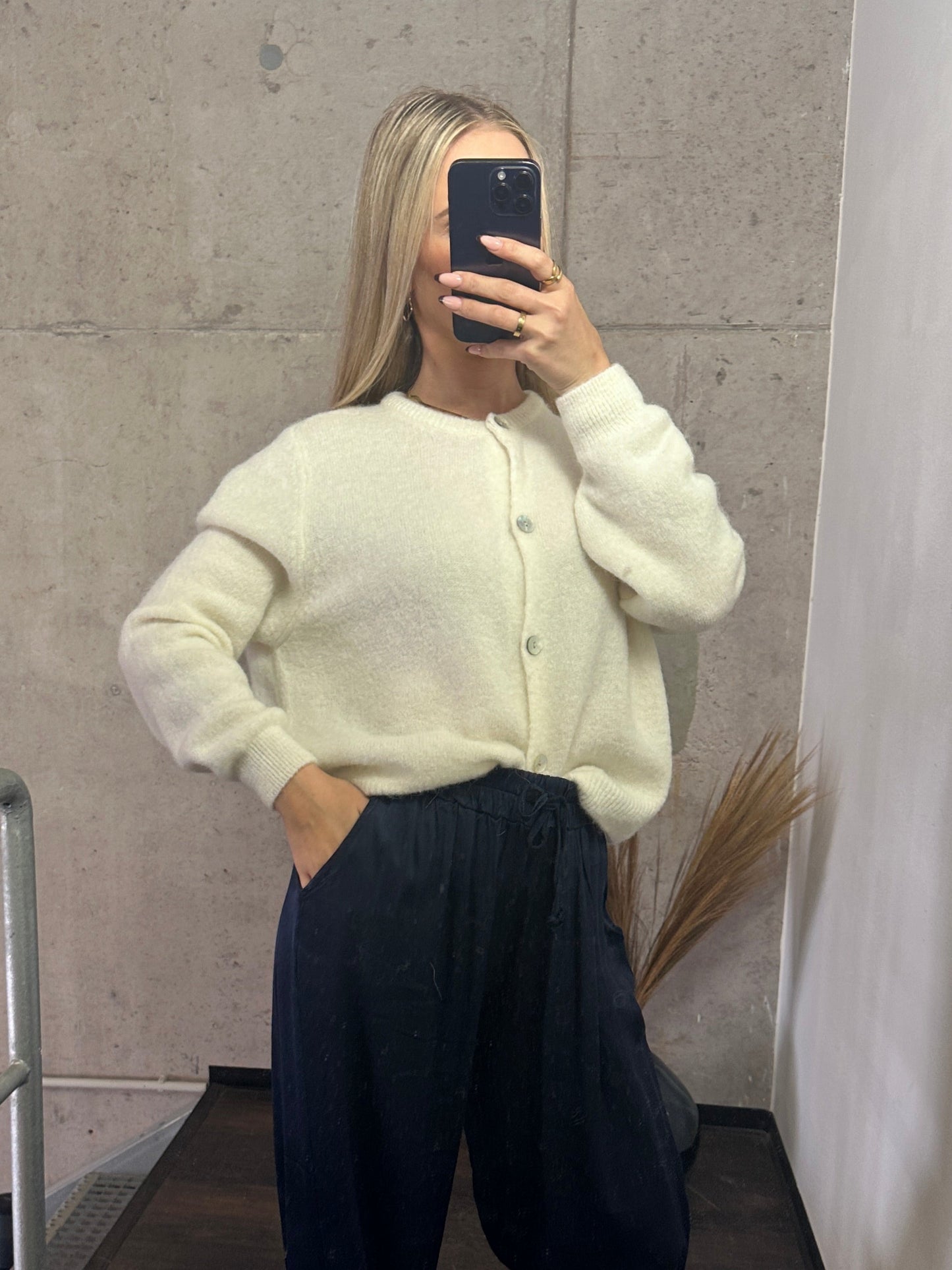 Alpaka Cardigan Wollweiß