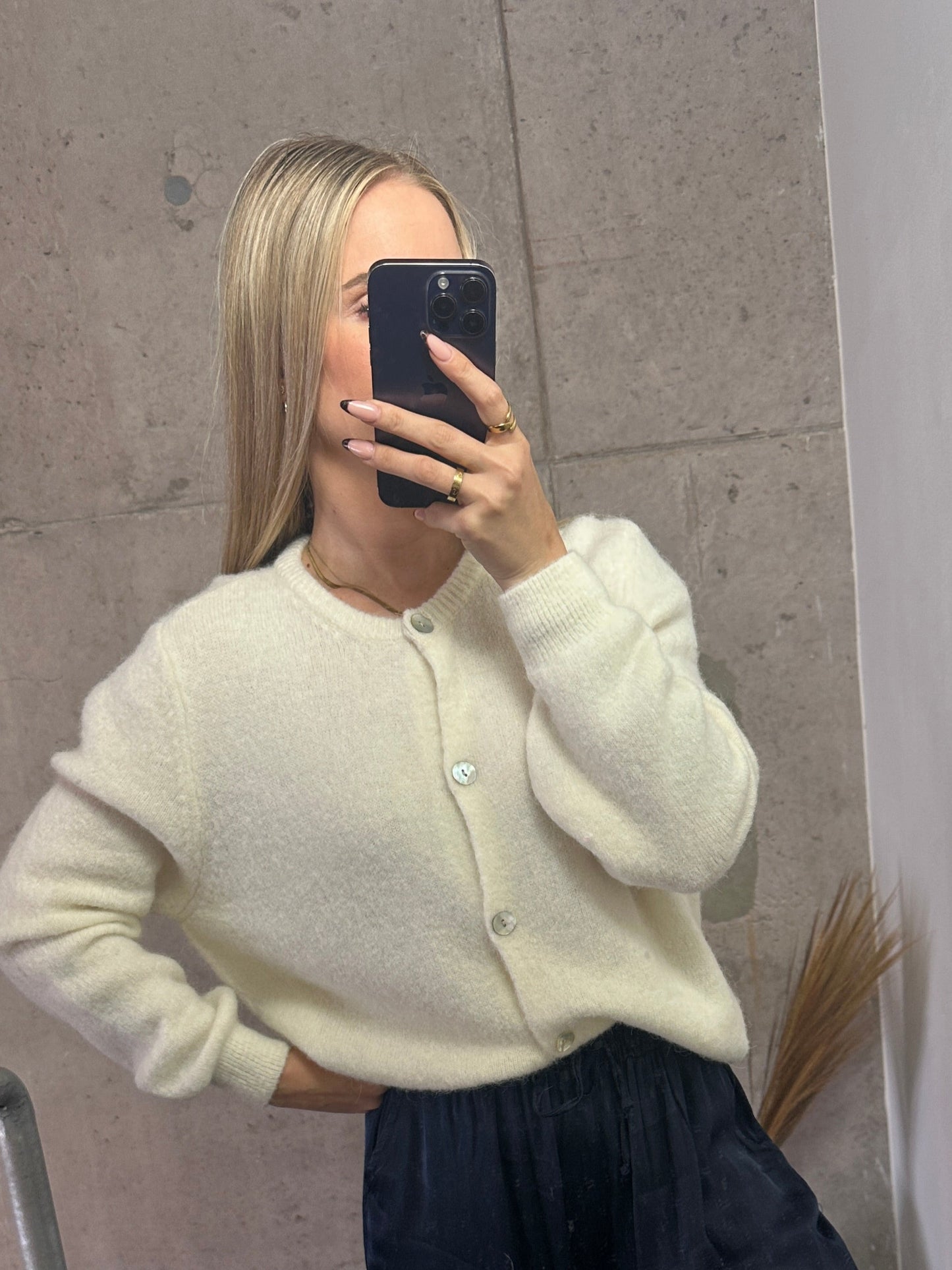 Alpaka Cardigan Wollweiß