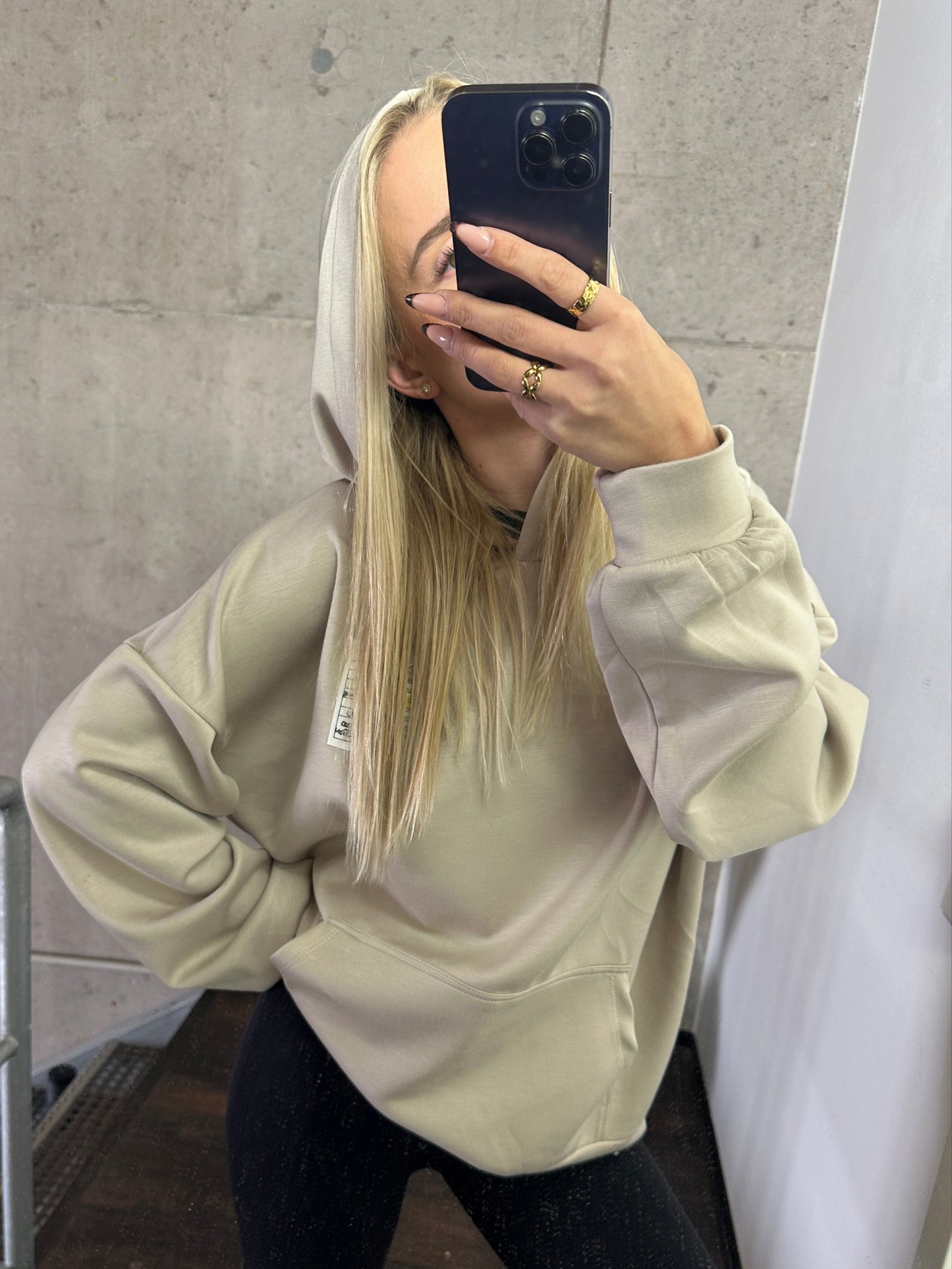 Smiley Hoodie Beige