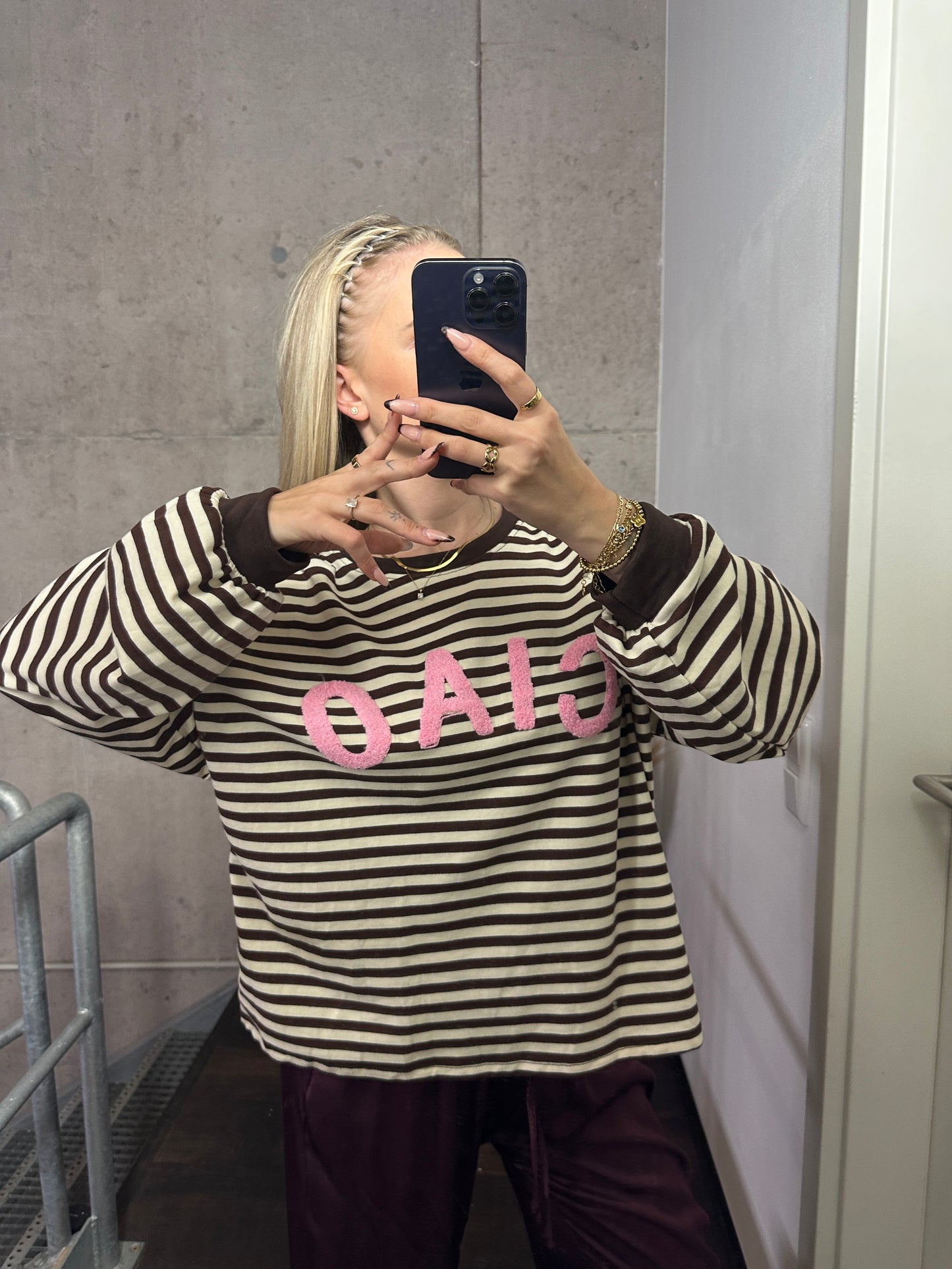 Langarm Ciao Hellbraun Rosa