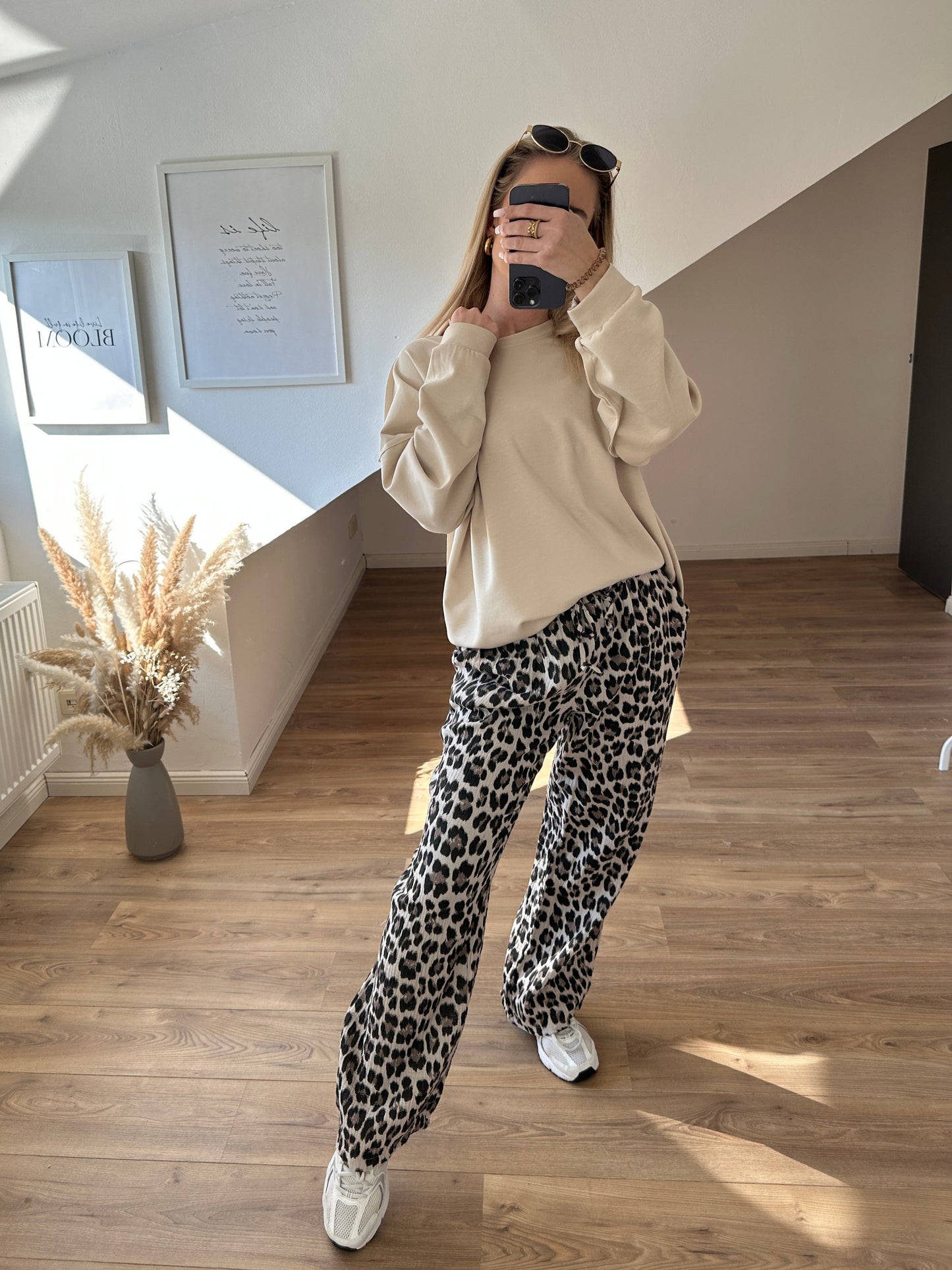 Leo Musselin Hose Lang Pink/Weiß