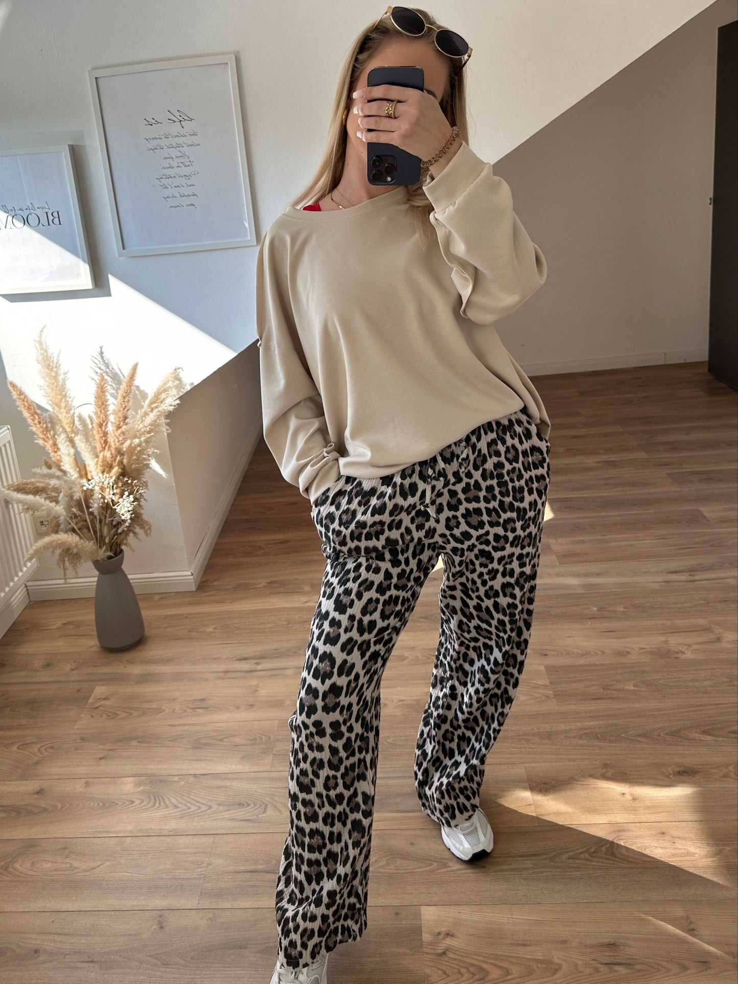 Leo Musselin Hose Lang Pink/Weiß