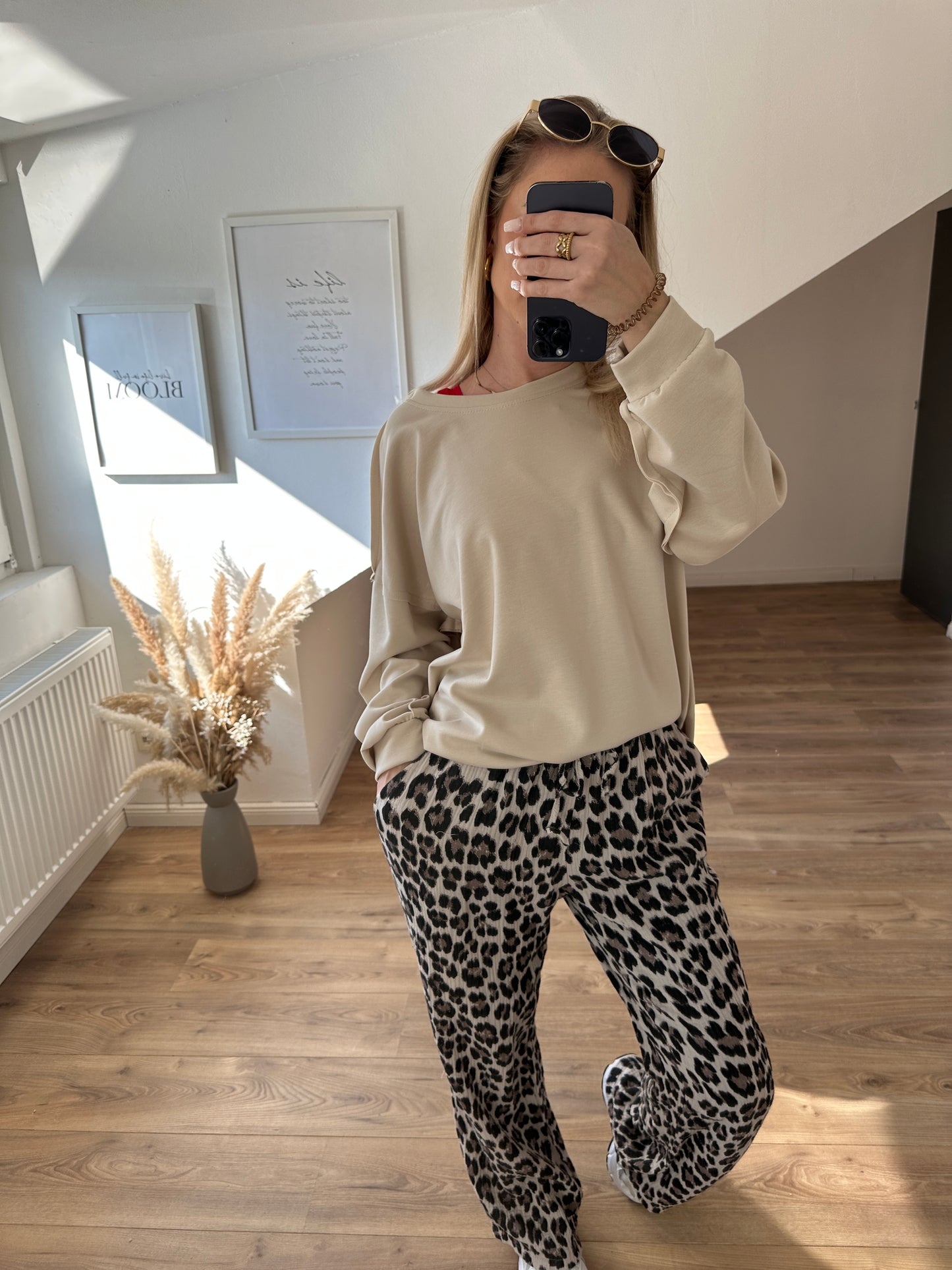 Leo Musselin Hose Lang Pink/Weiß