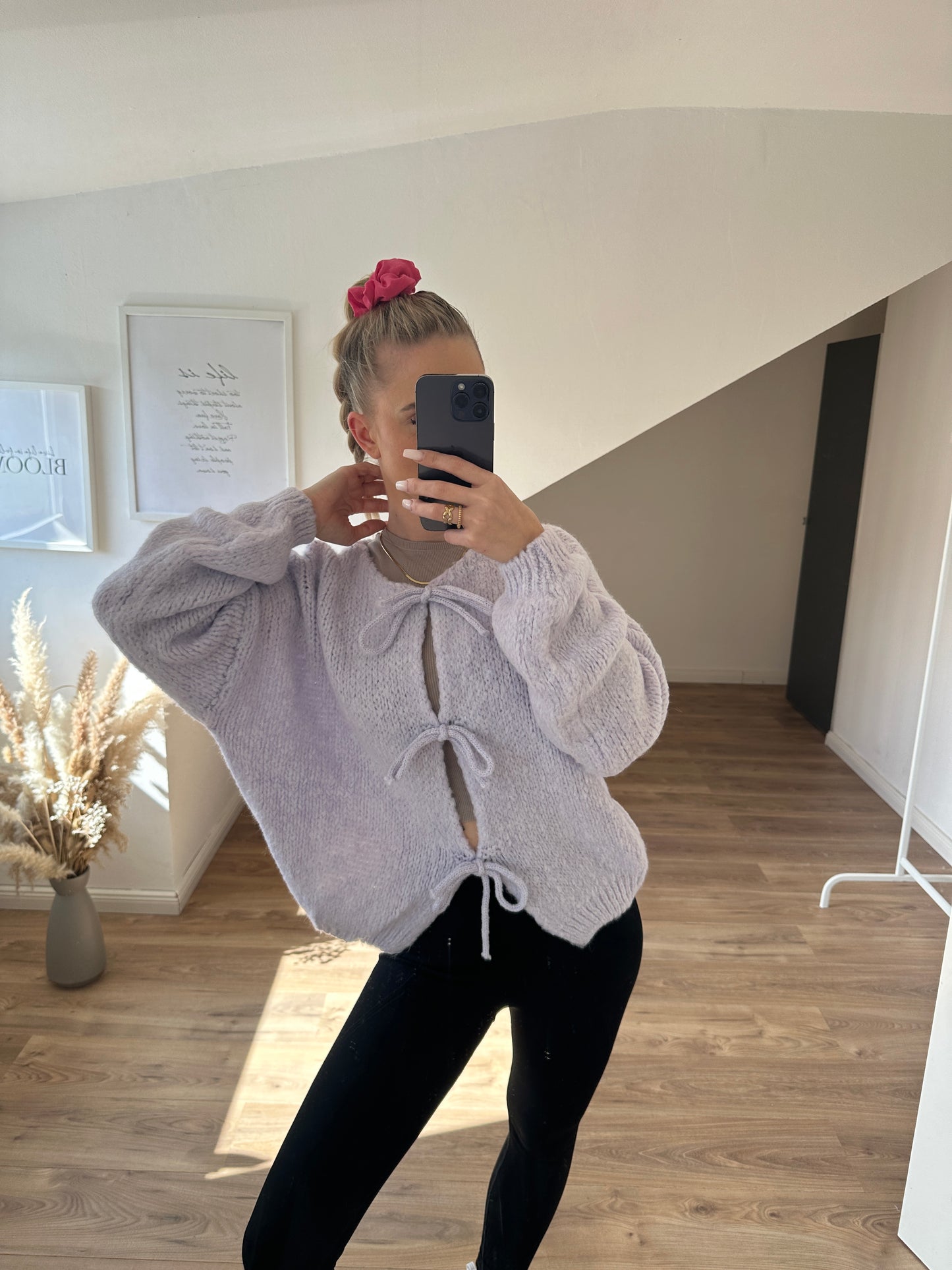 Knoten Cardigan "Leni" Streifi Türkis Beige