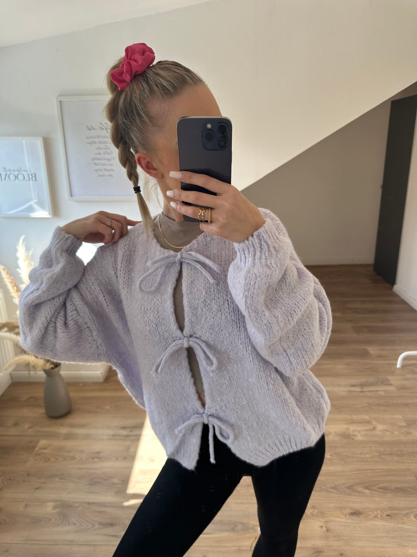 Knoten Cardigan "Leni" Streifi Türkis Beige