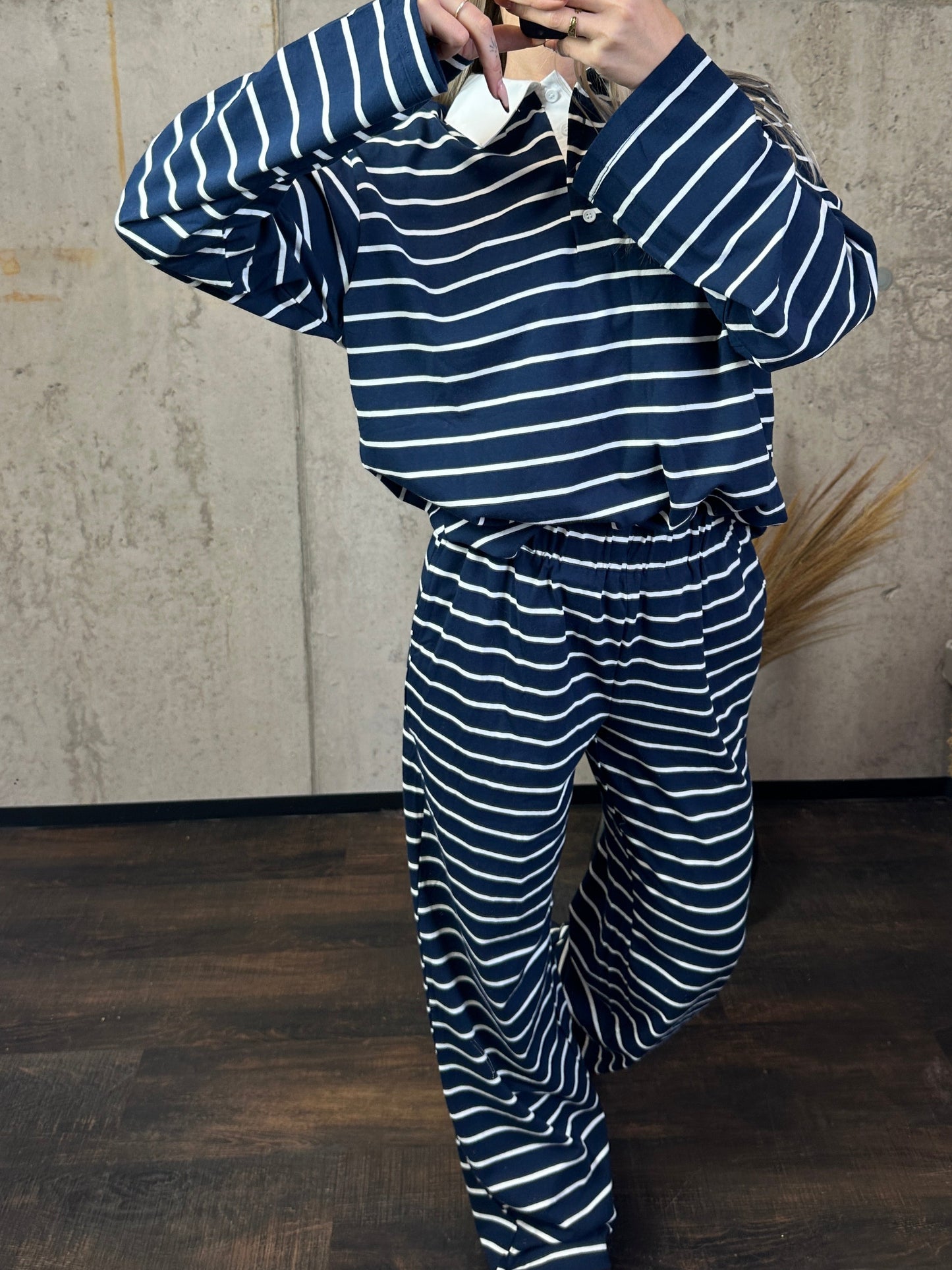 Gestreifte Hose „Julie“ Dunkelblau