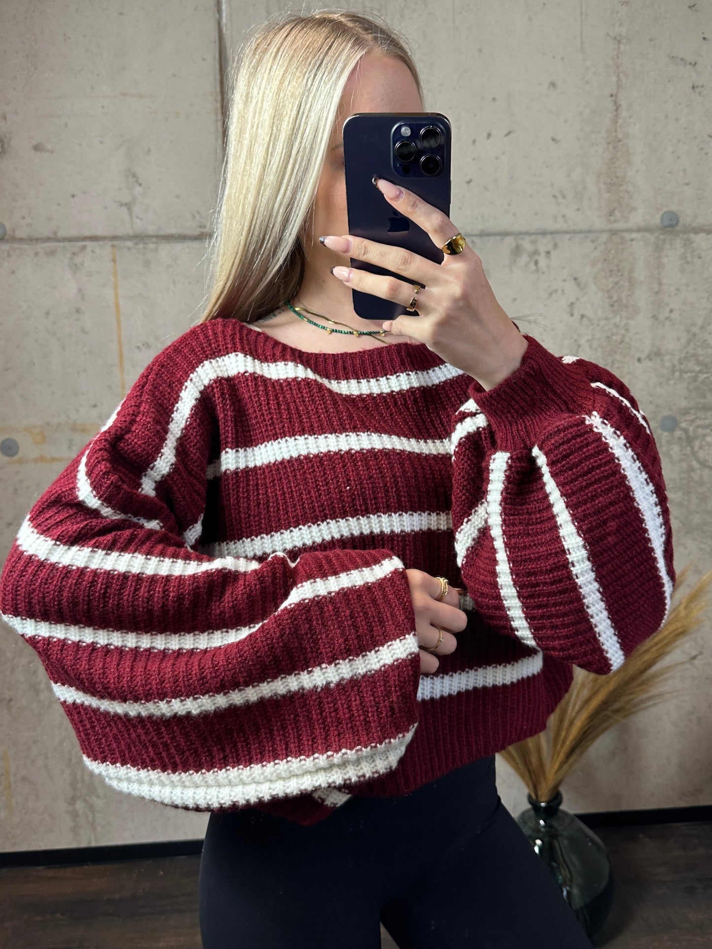 Pullover Bordeaux/Weiß