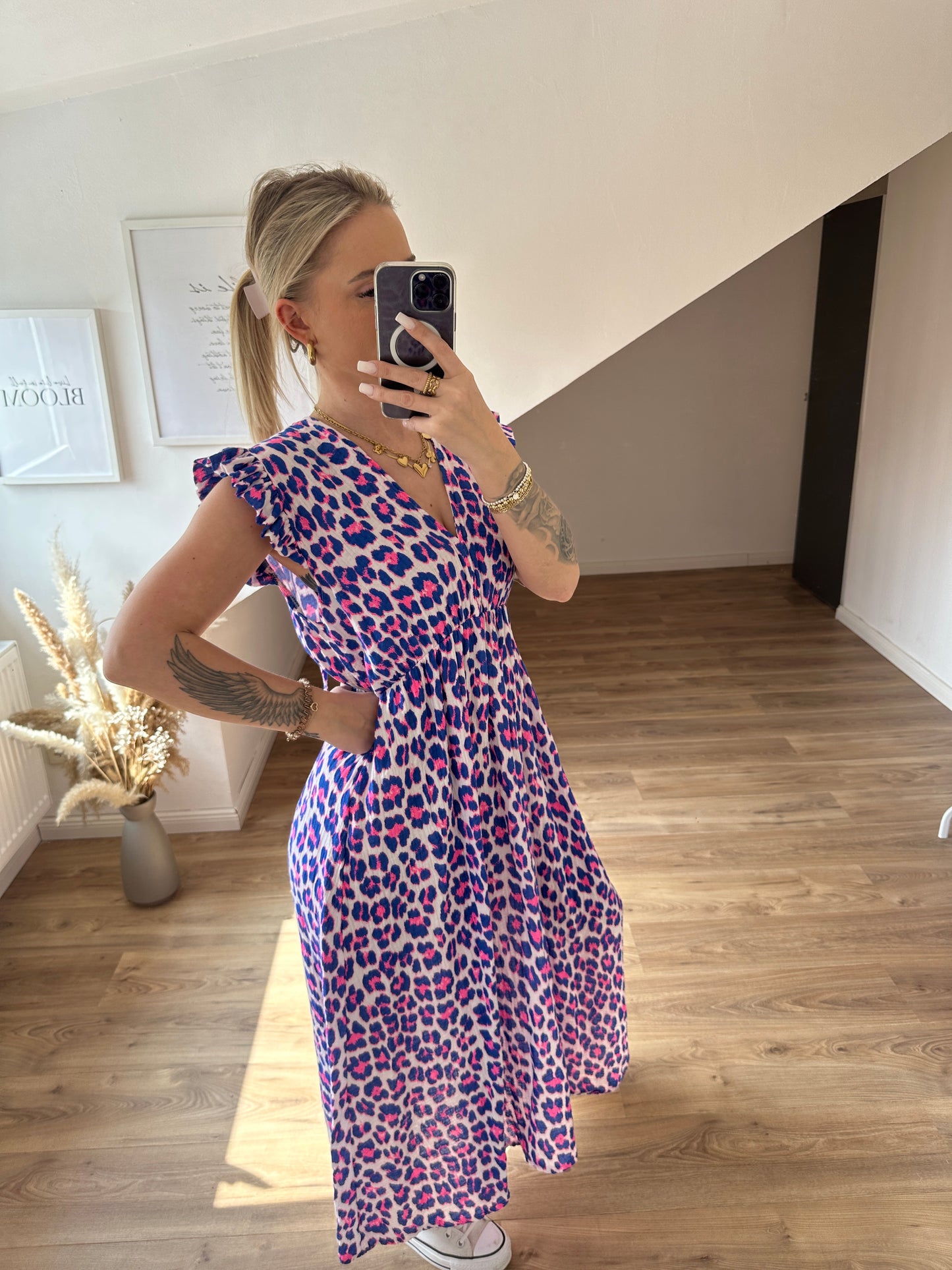 Leo Mussein Kleid "Sonya" Blau Pink