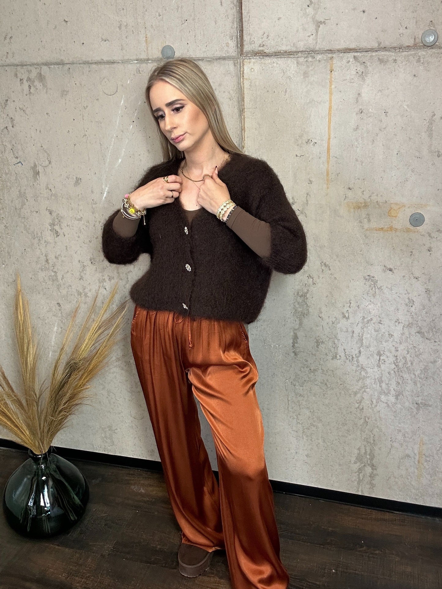 Plissee Hose Seiden Rost