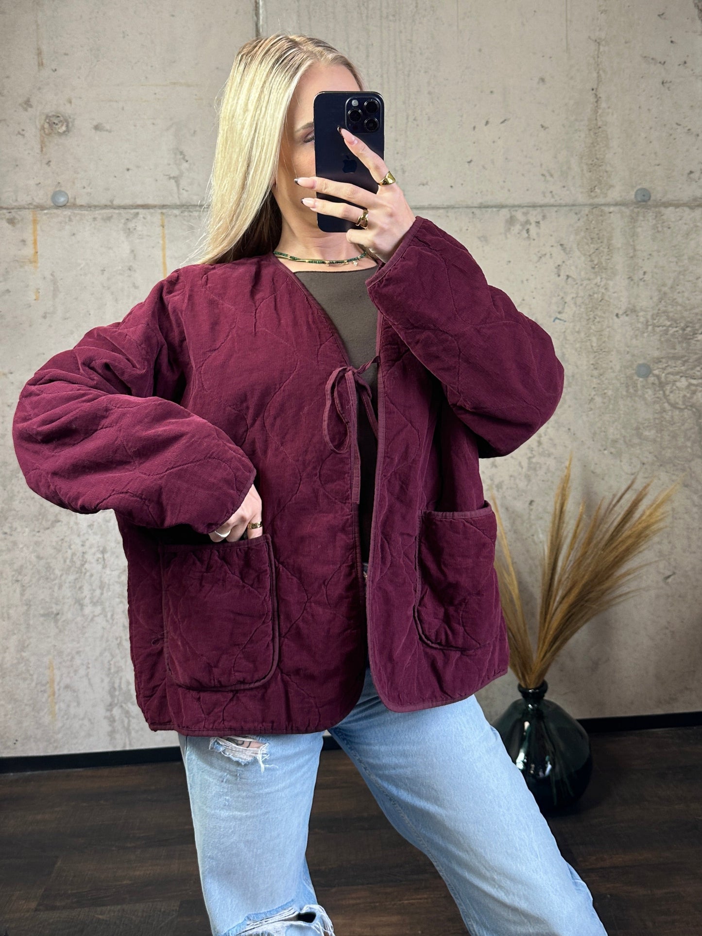 Cord Jacke Bordeauxrot