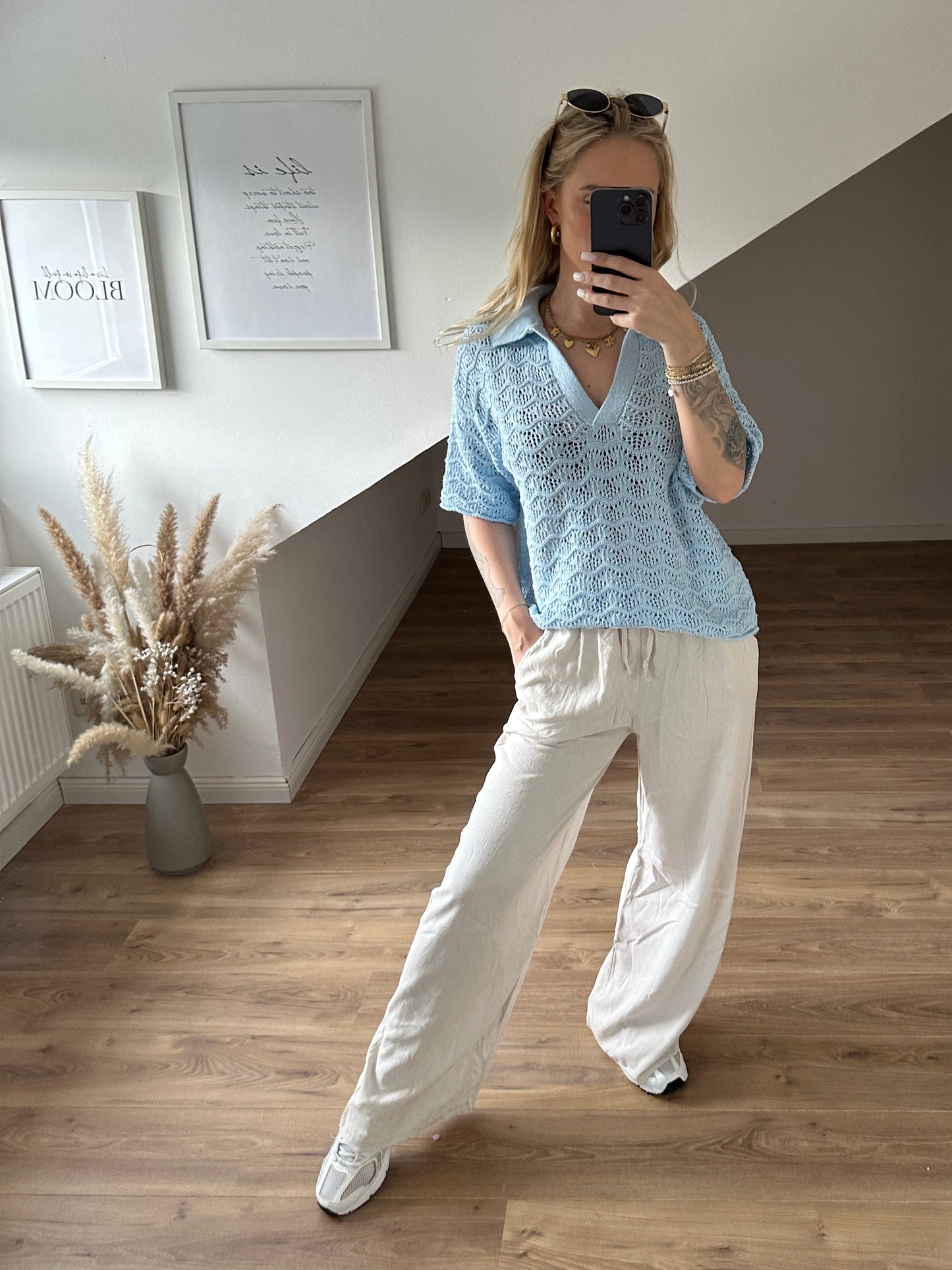 Strick Shirt Blau