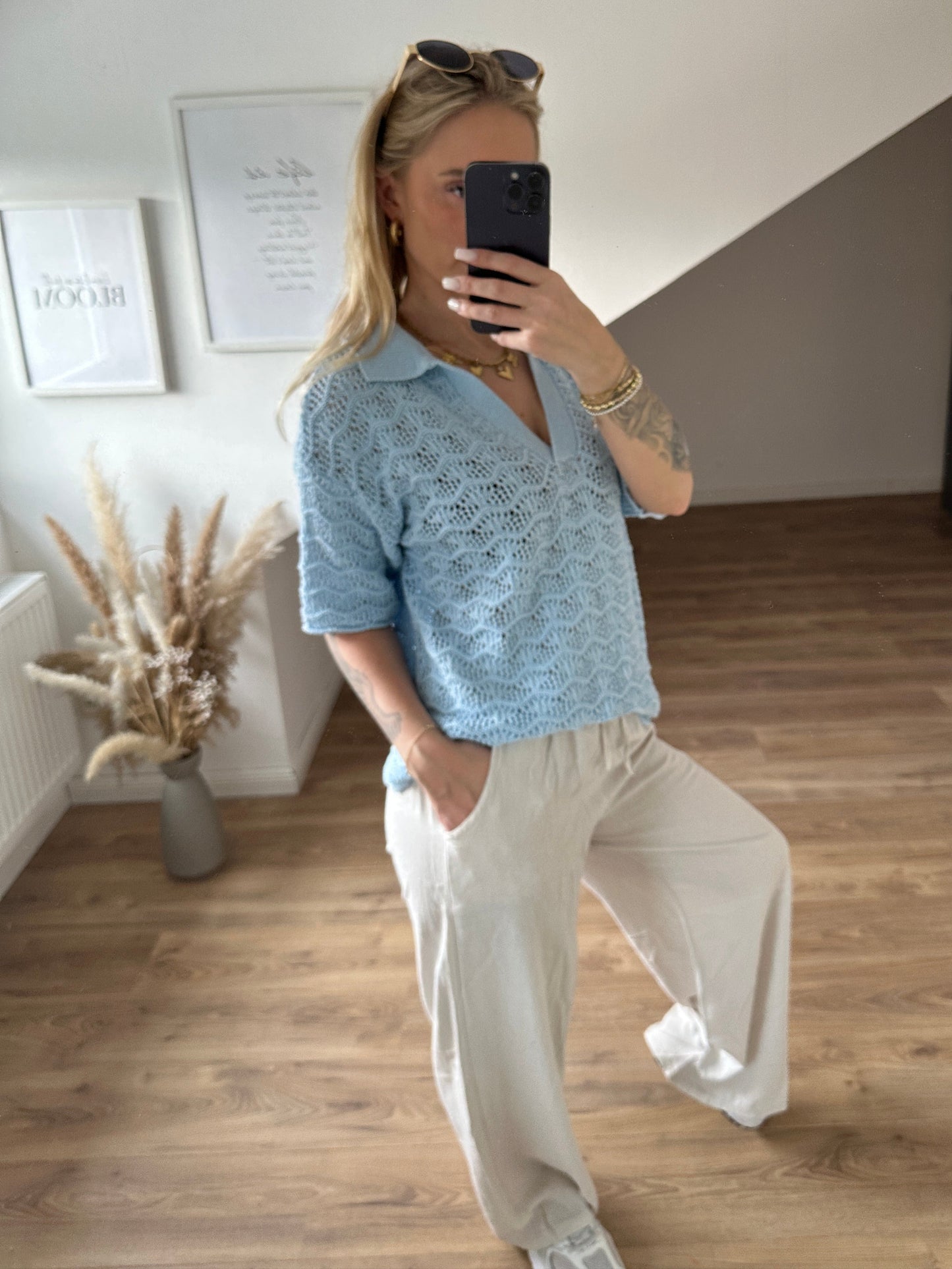 Strick Shirt Blau