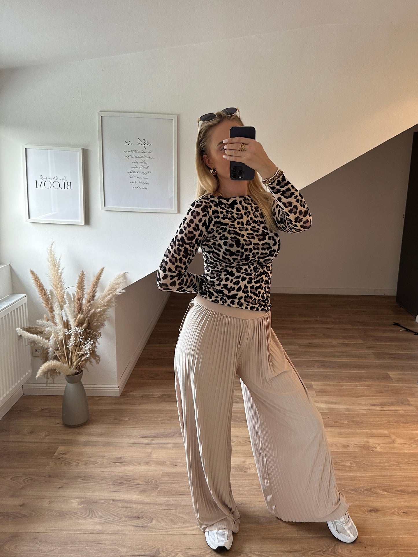 Plissee Hose Beige