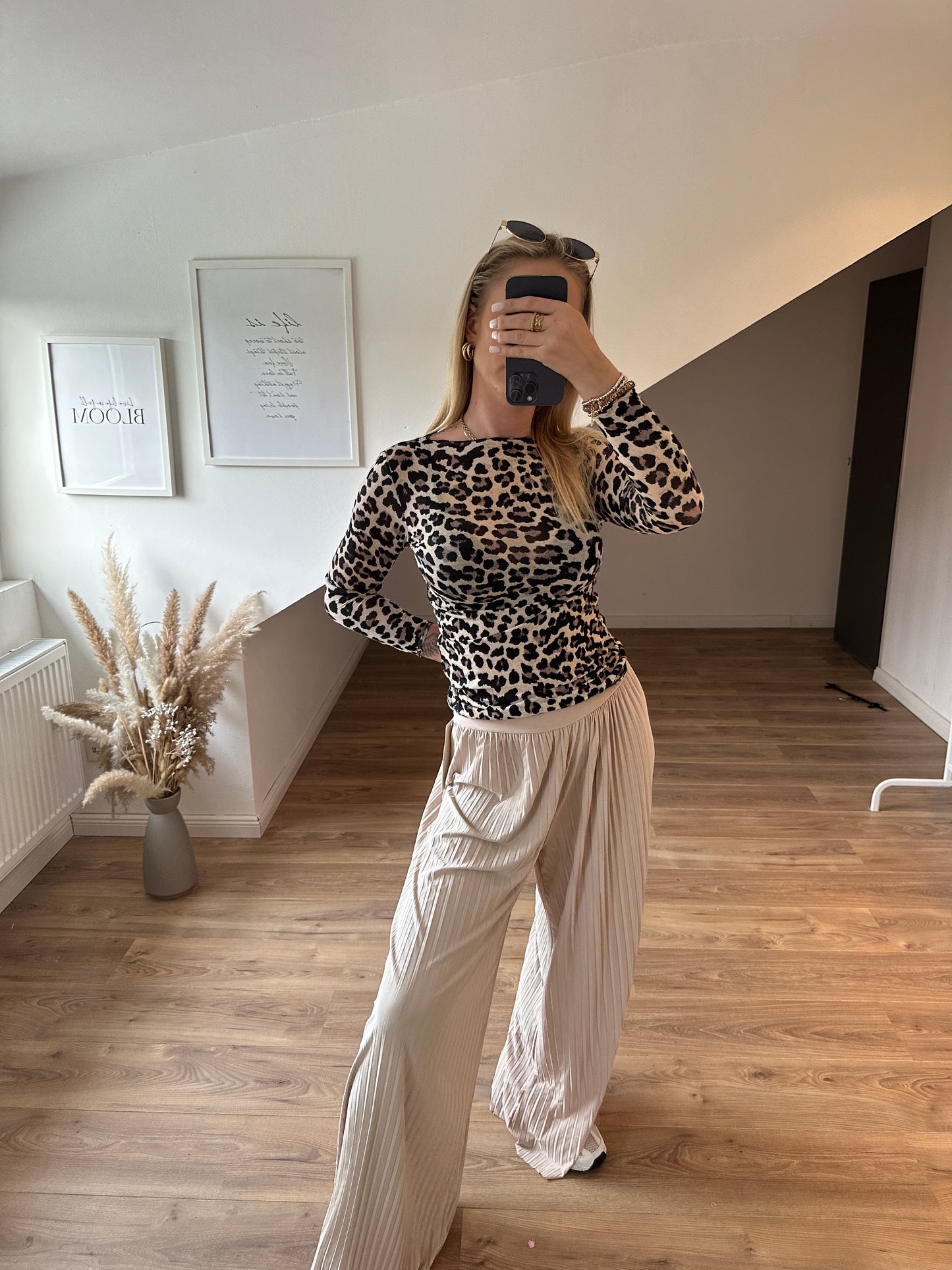 Plissee Hose Beige