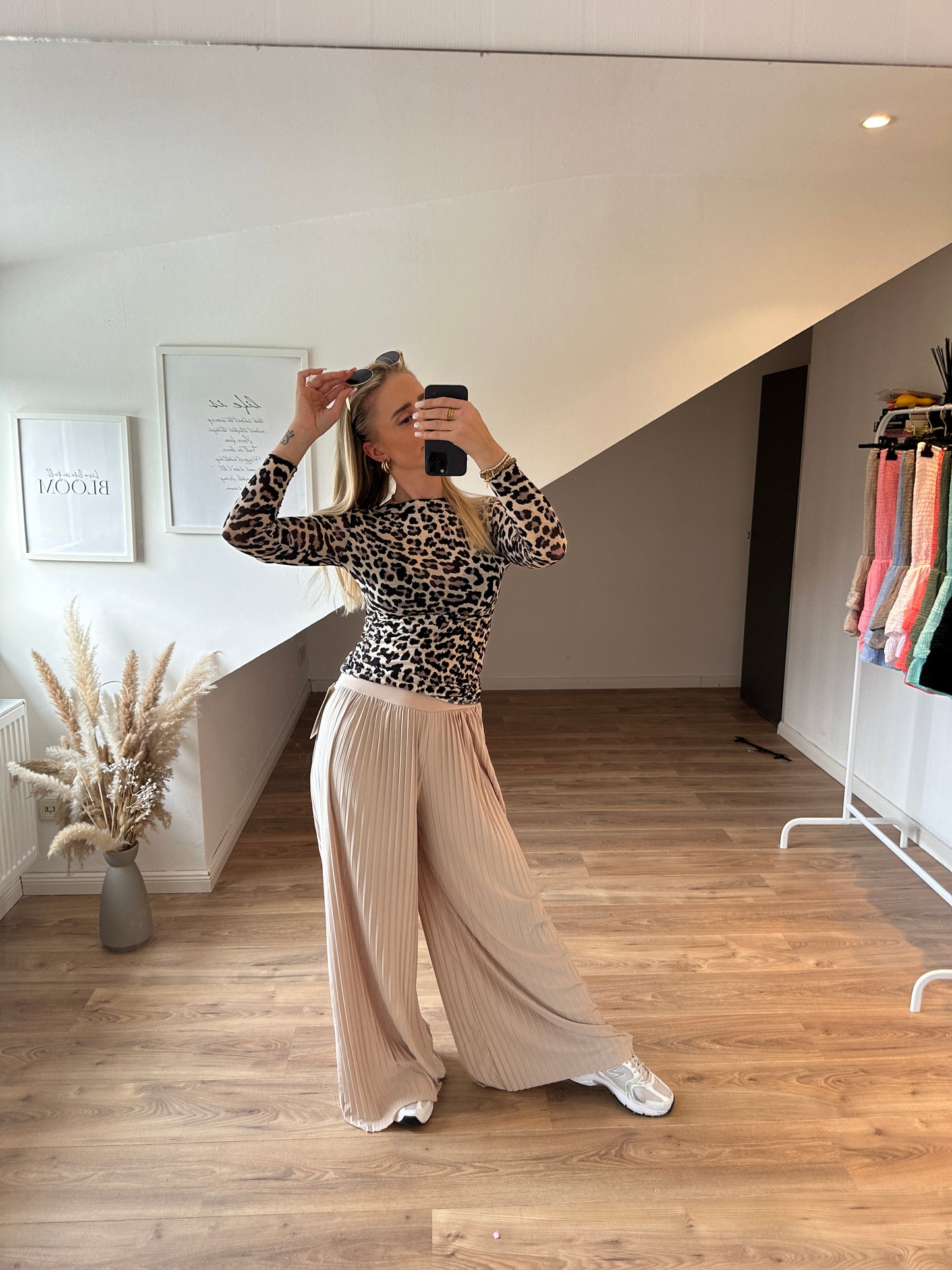 Plissee Hose Beige