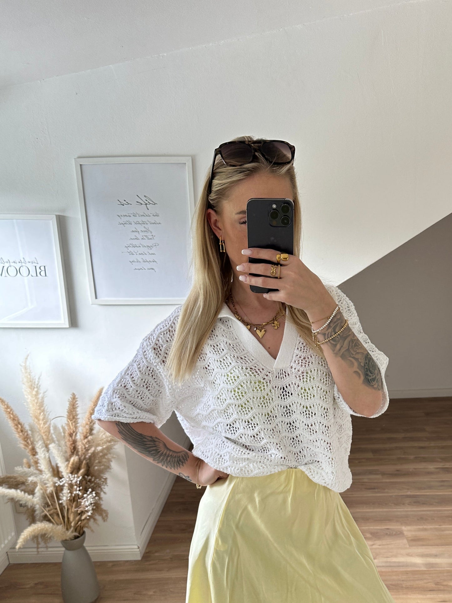Strick Shirt Weiß